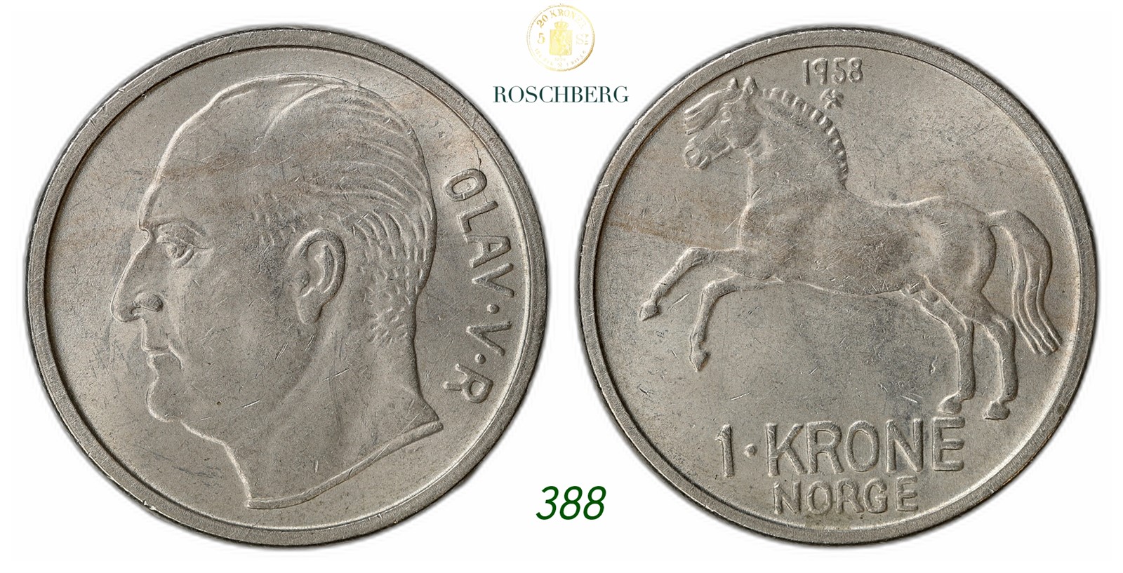 NORWAY. Olav V. 1 Krone 1958.