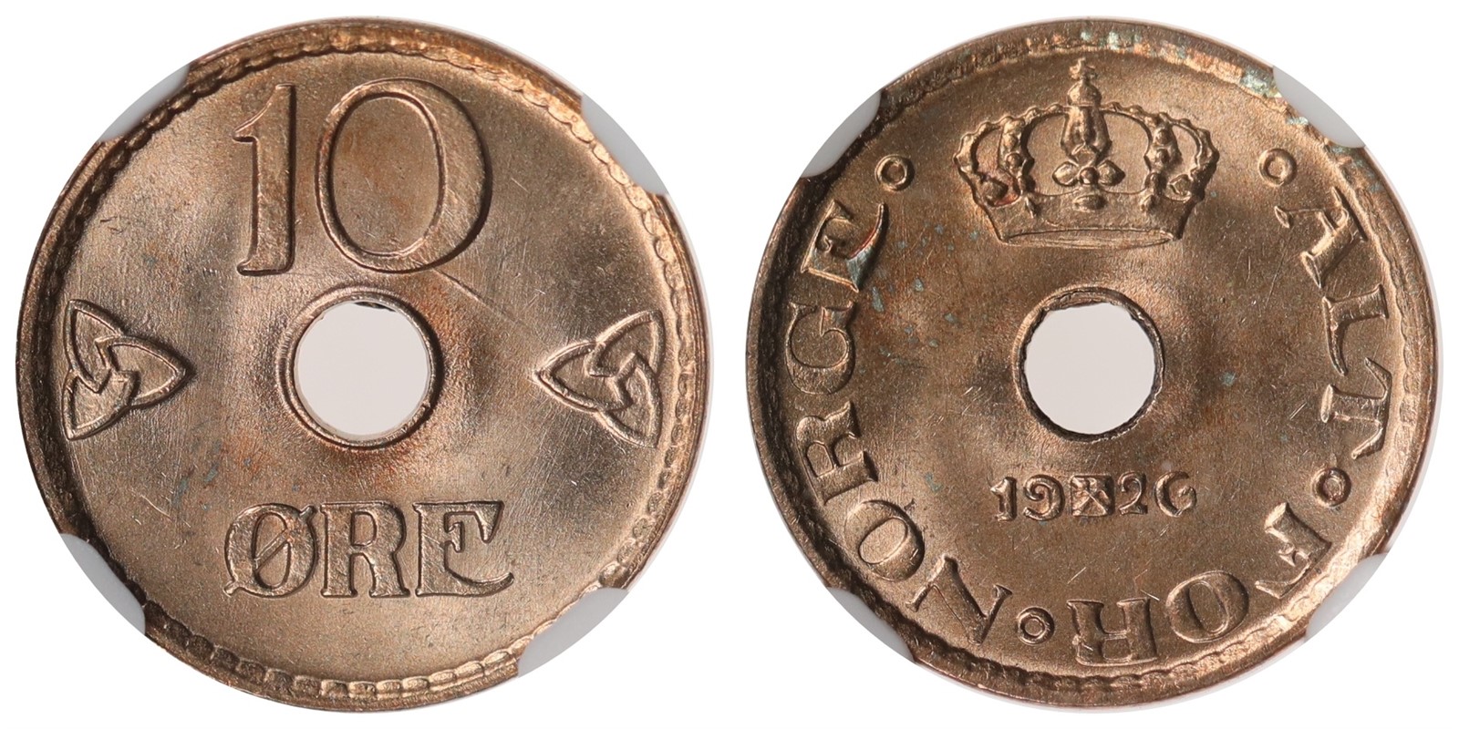 NORWAY. Haakon VII. 10 Øre. 1926. NGC MS65.