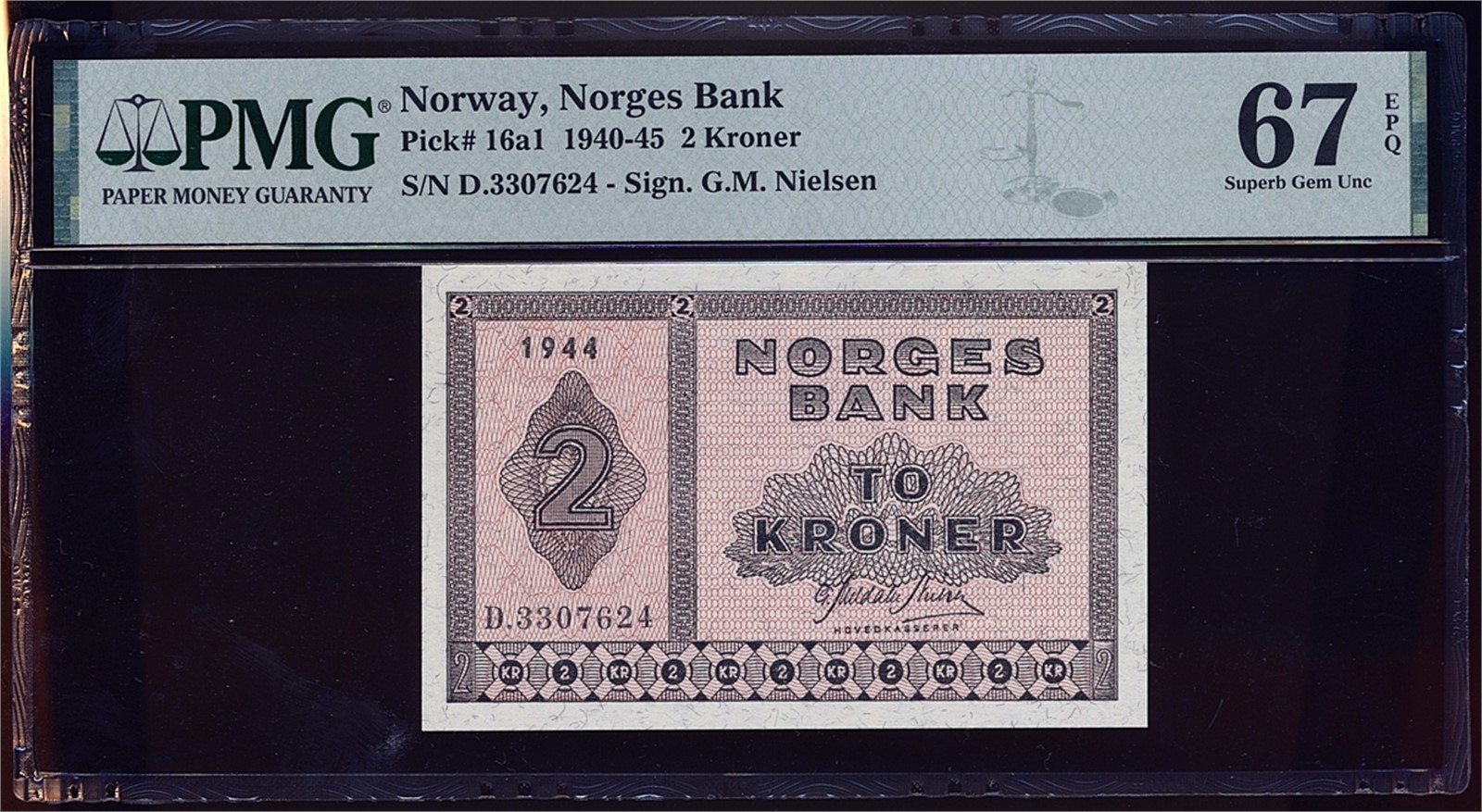 2 Kroner 1944-D. PMG 67 EPQ.