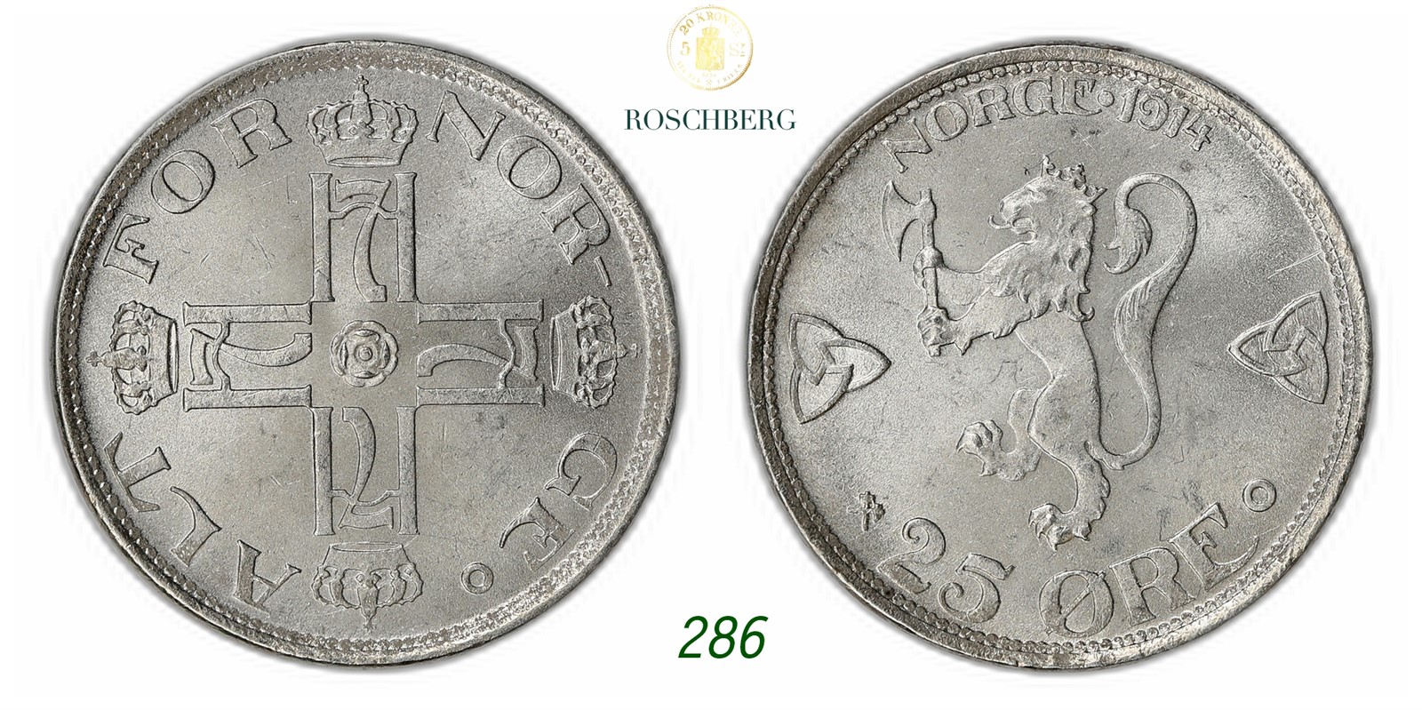 NORWAY. Haakon VII. 25 Øre 1914.