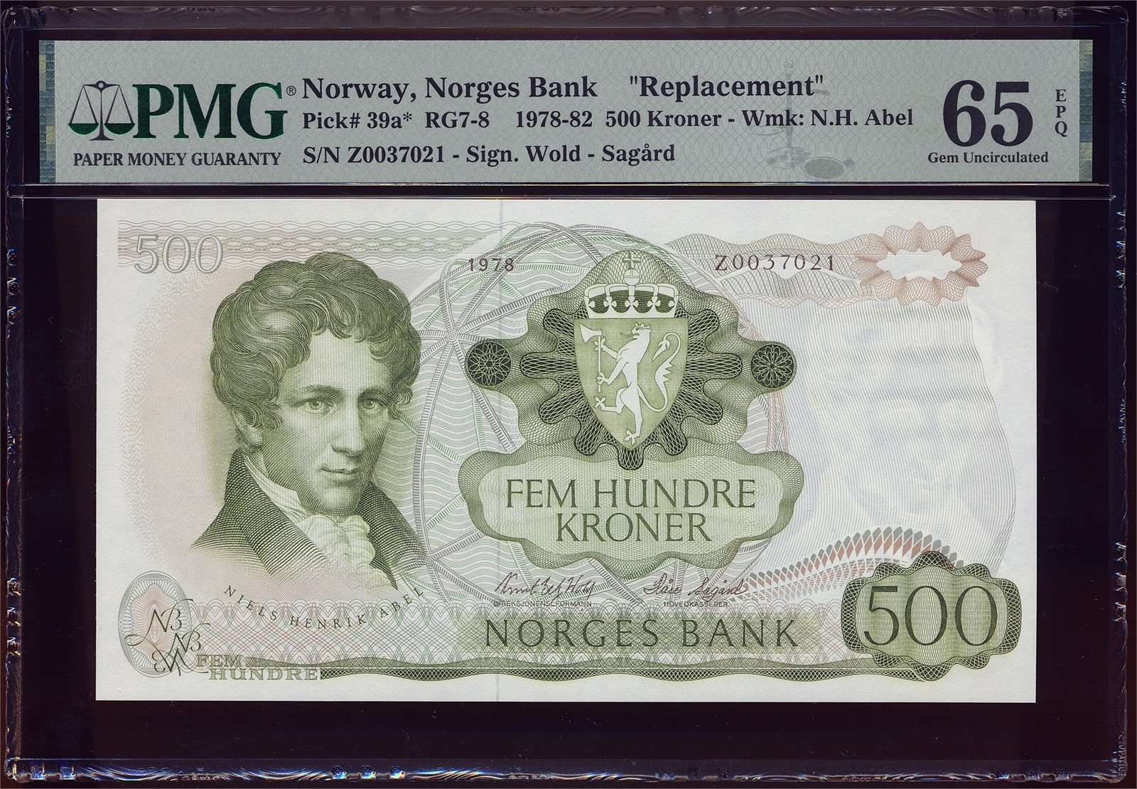 500 Kroner 1978-Z. PMG 65EPQ.