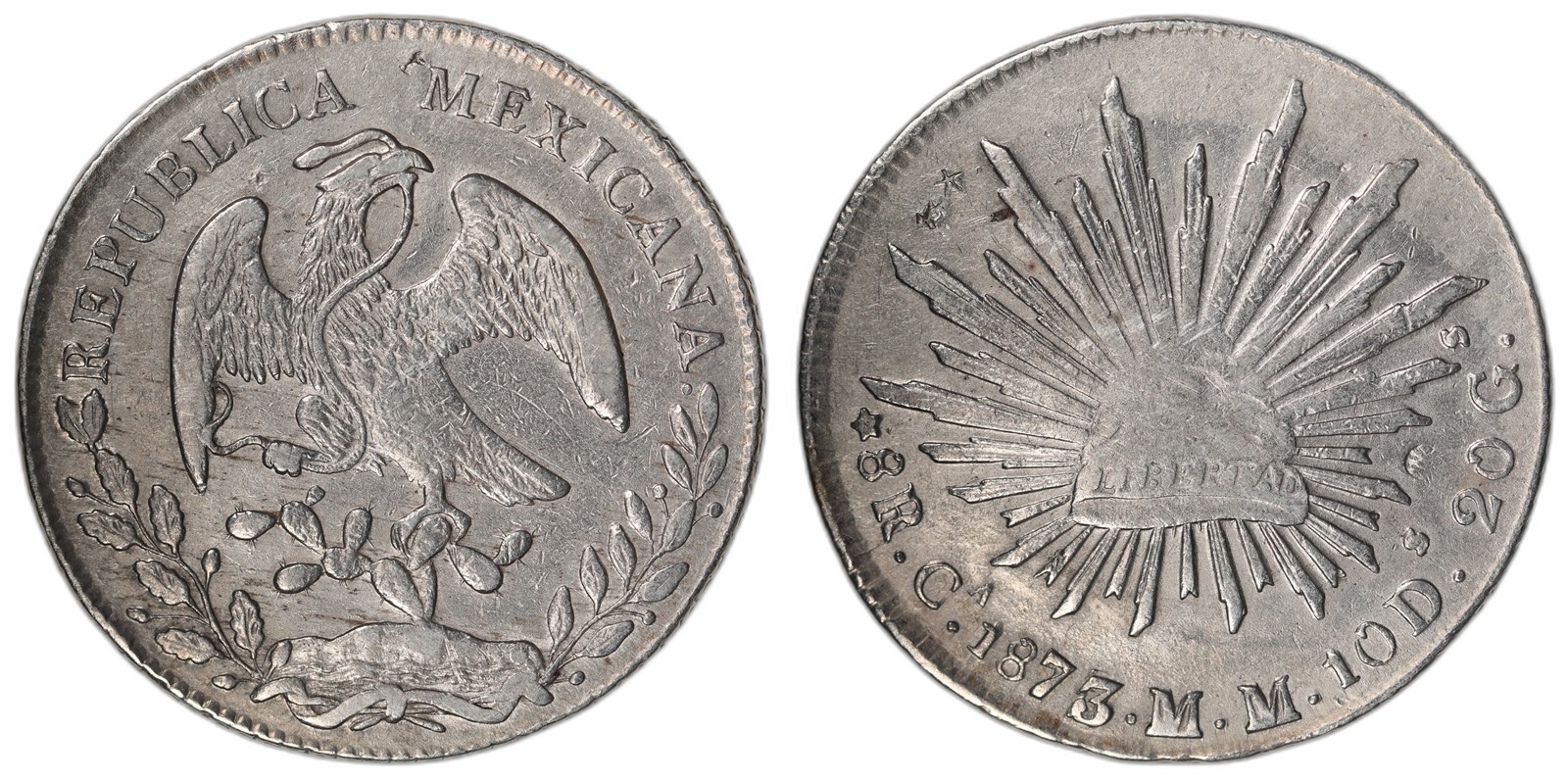 MEXICO. Republic. 8 Reales. 1873/5-Ca MM. XF.
