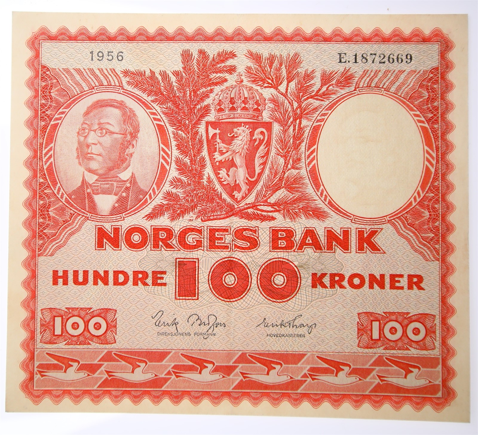 NORWAY. Type 4. 100 Kroner 1956-A. Kv 01 (AU).