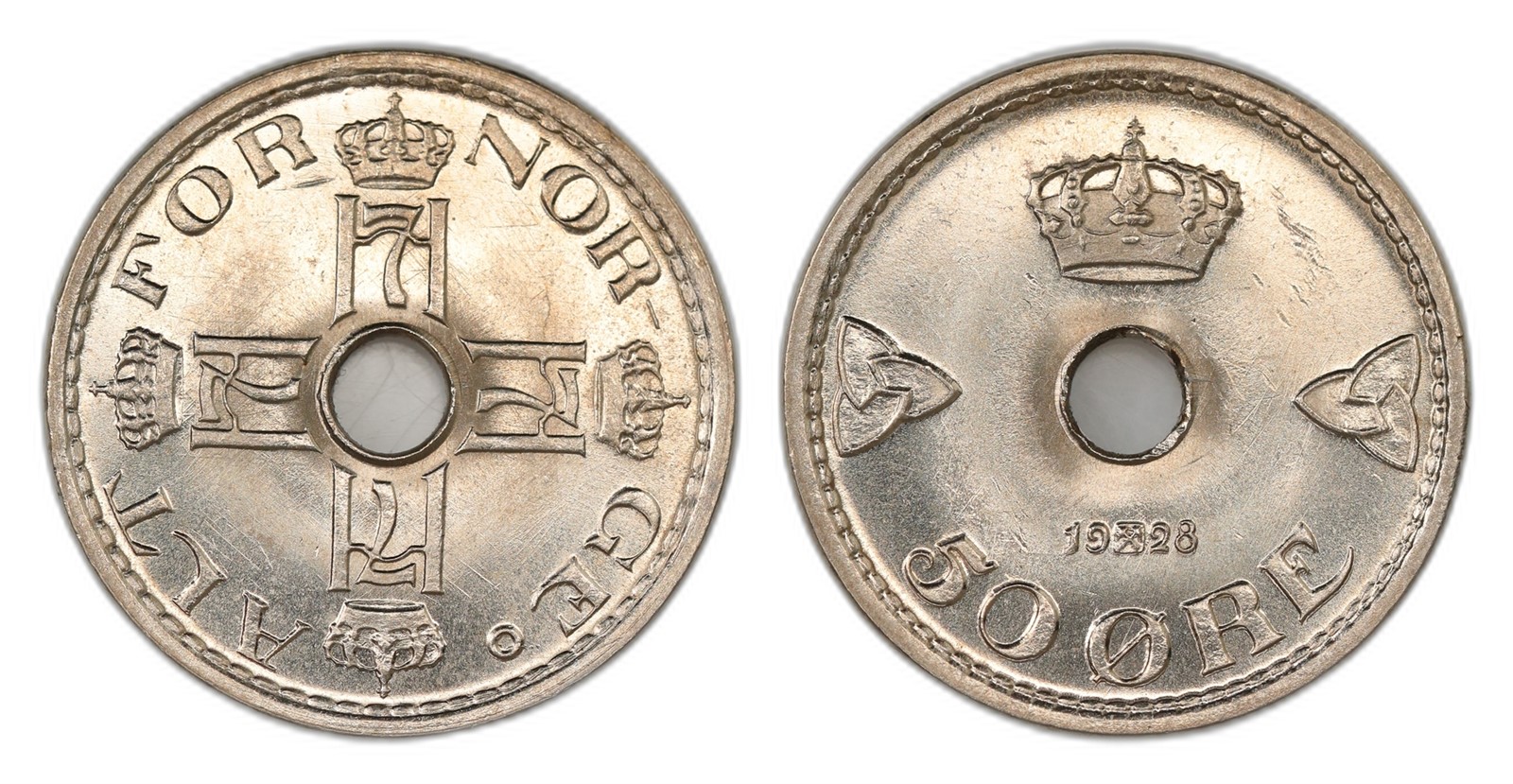 Norway. Haakon VII. 50 Øre 1928. Kv PRAKTEX.