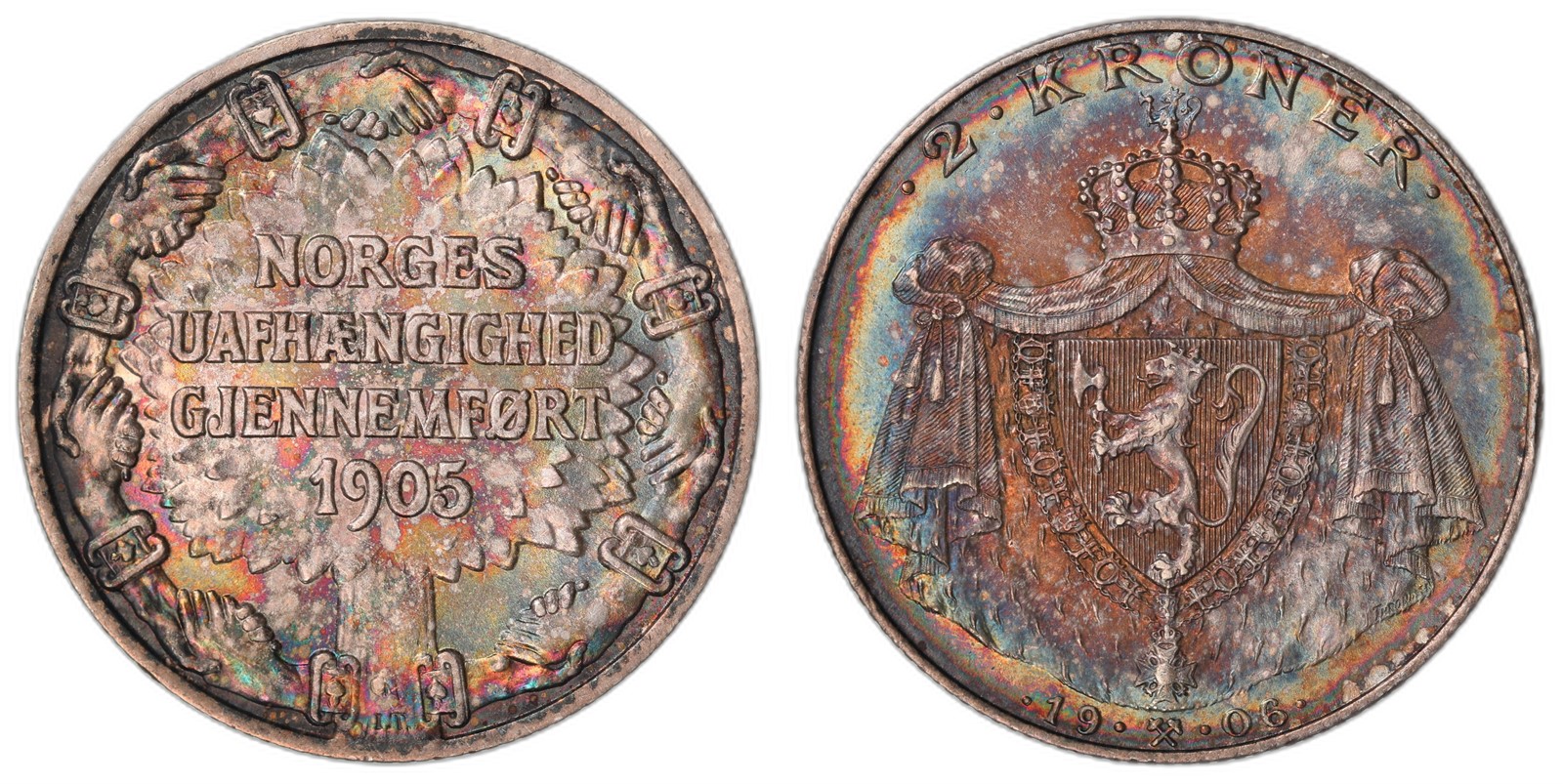 NORWAY. Haakon VII. 2 Kroner 1906. Kv 0/01 (UNC).