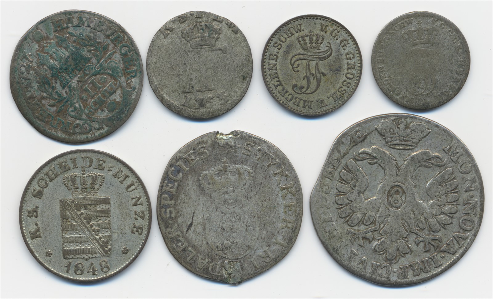 GERMAN STATES. Lot of 7 silver coins 18th century.