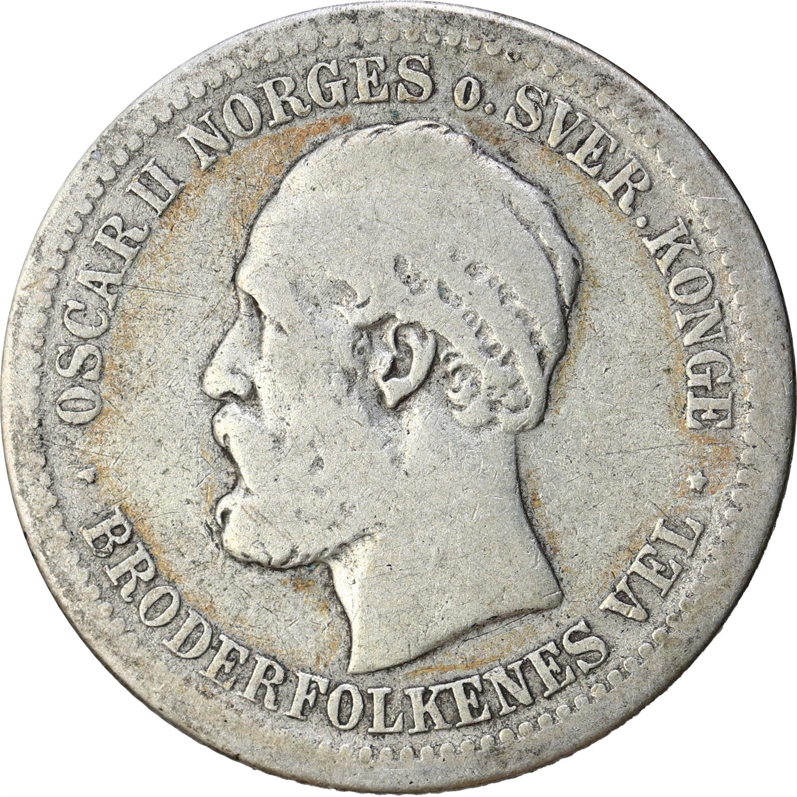 NORWAY. Oscar II. 1 Krone 1878 Kv 1- (VG)