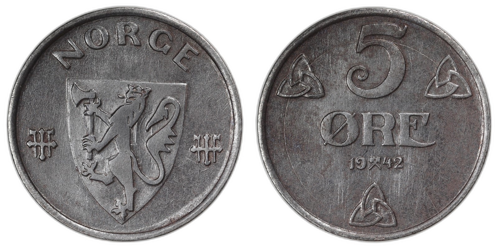 NORWAY. Haakon VII. 5 Øre 1942. Kv 0 (PRAKT).