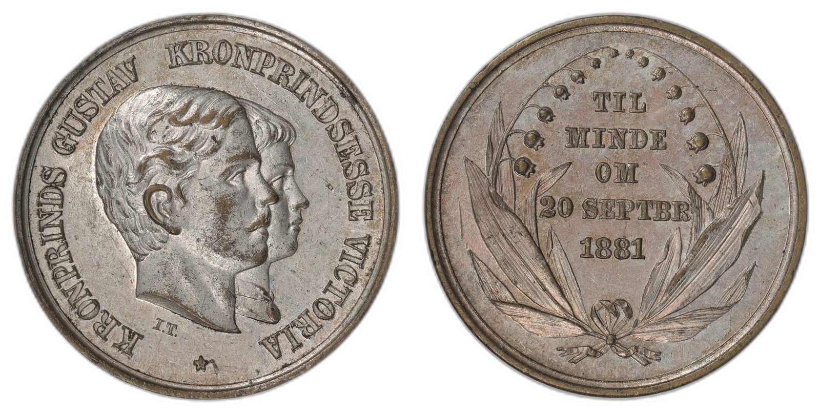 I. THRONDSEN. Kronprins Gustavs Bryllup 1881. Forsølvet. Kv 01.
