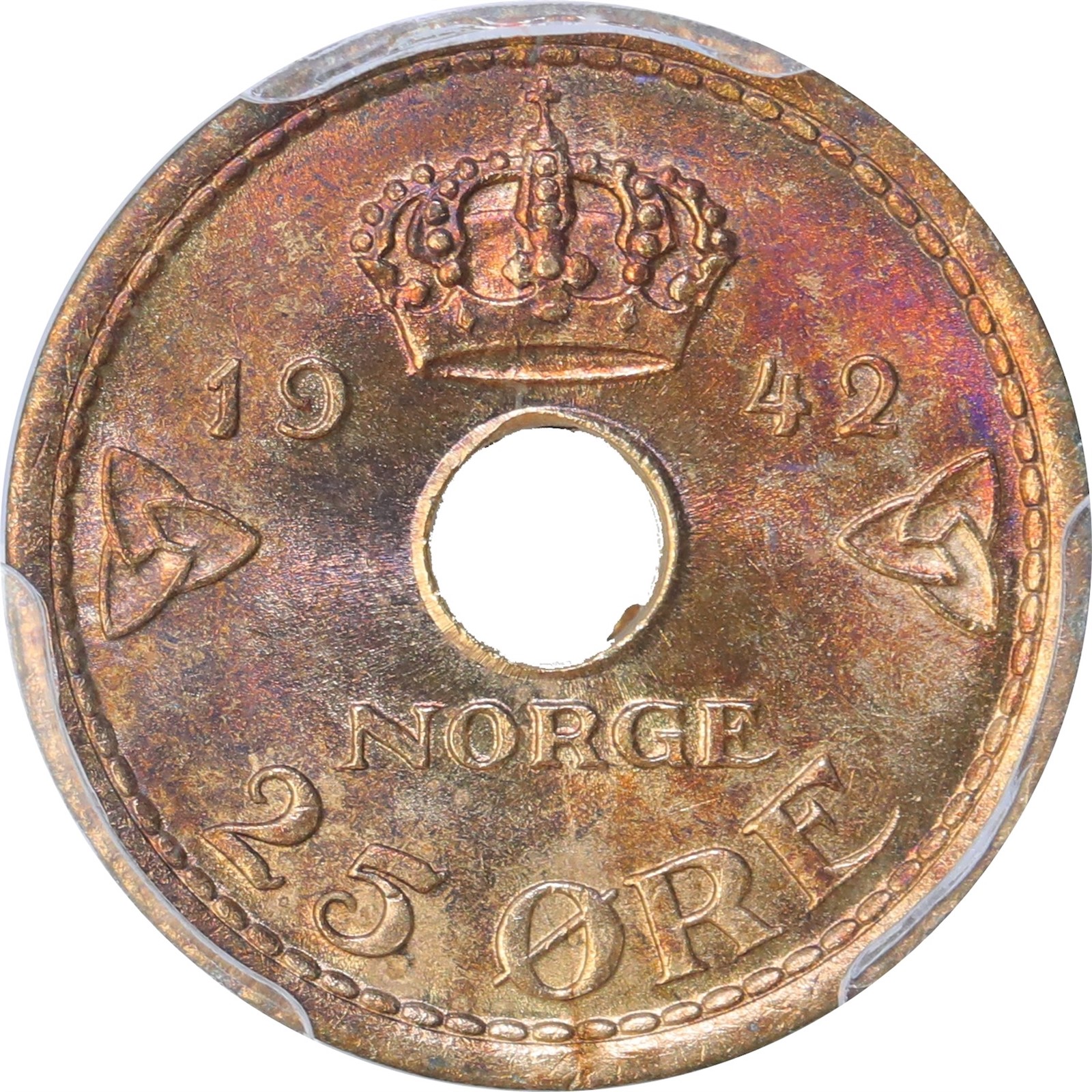 NORWAY. Haakon VII. 25 Øre 1942 London PCGS MS65