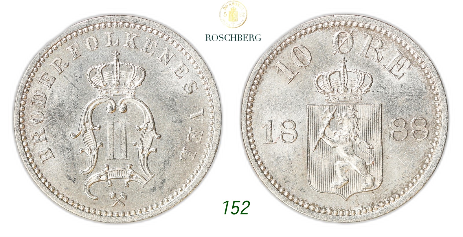 NORWAY. Oscar II. 10 Øre 1888.