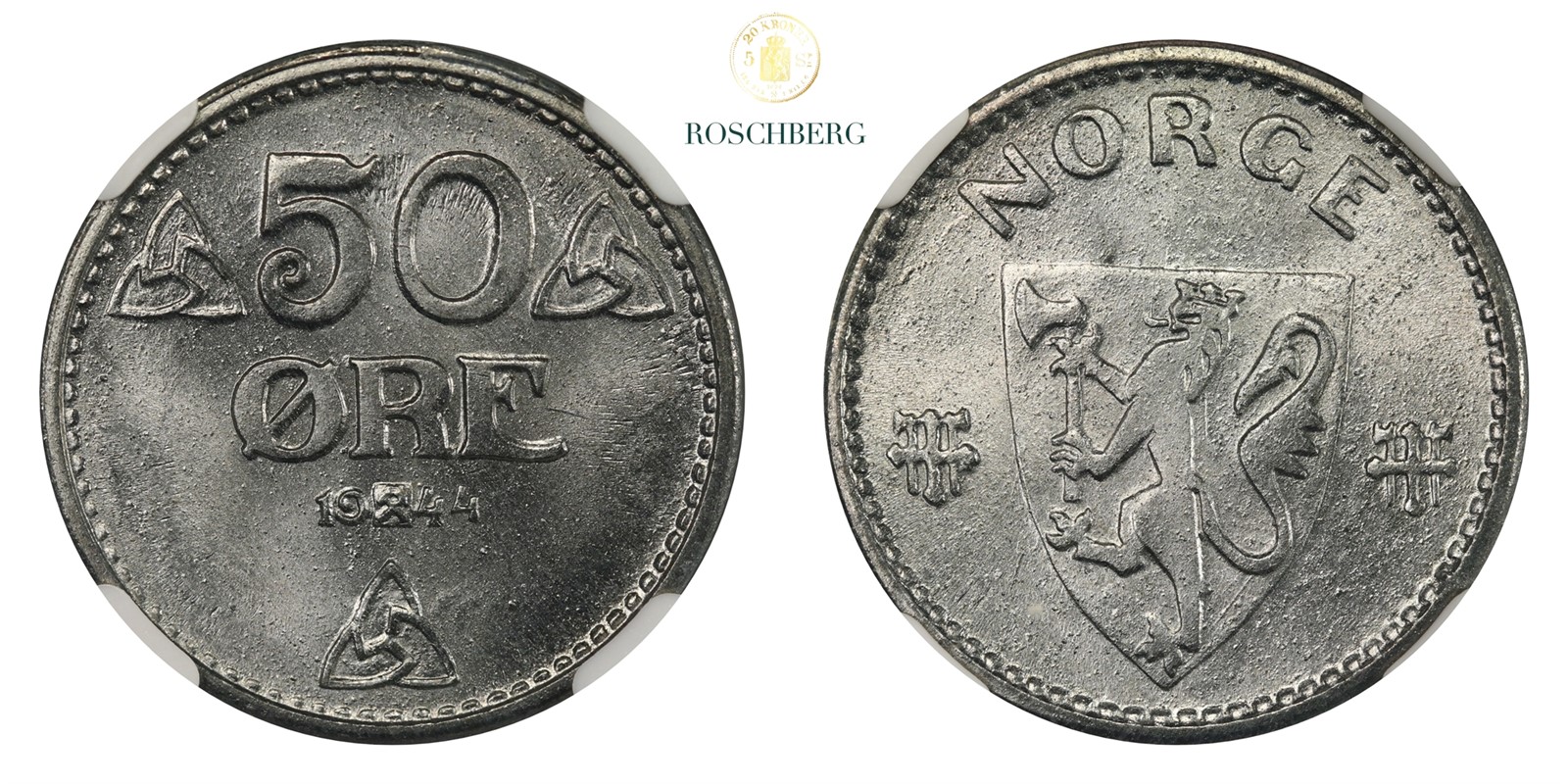 Norge 50 Øre 1944 NGC MS65