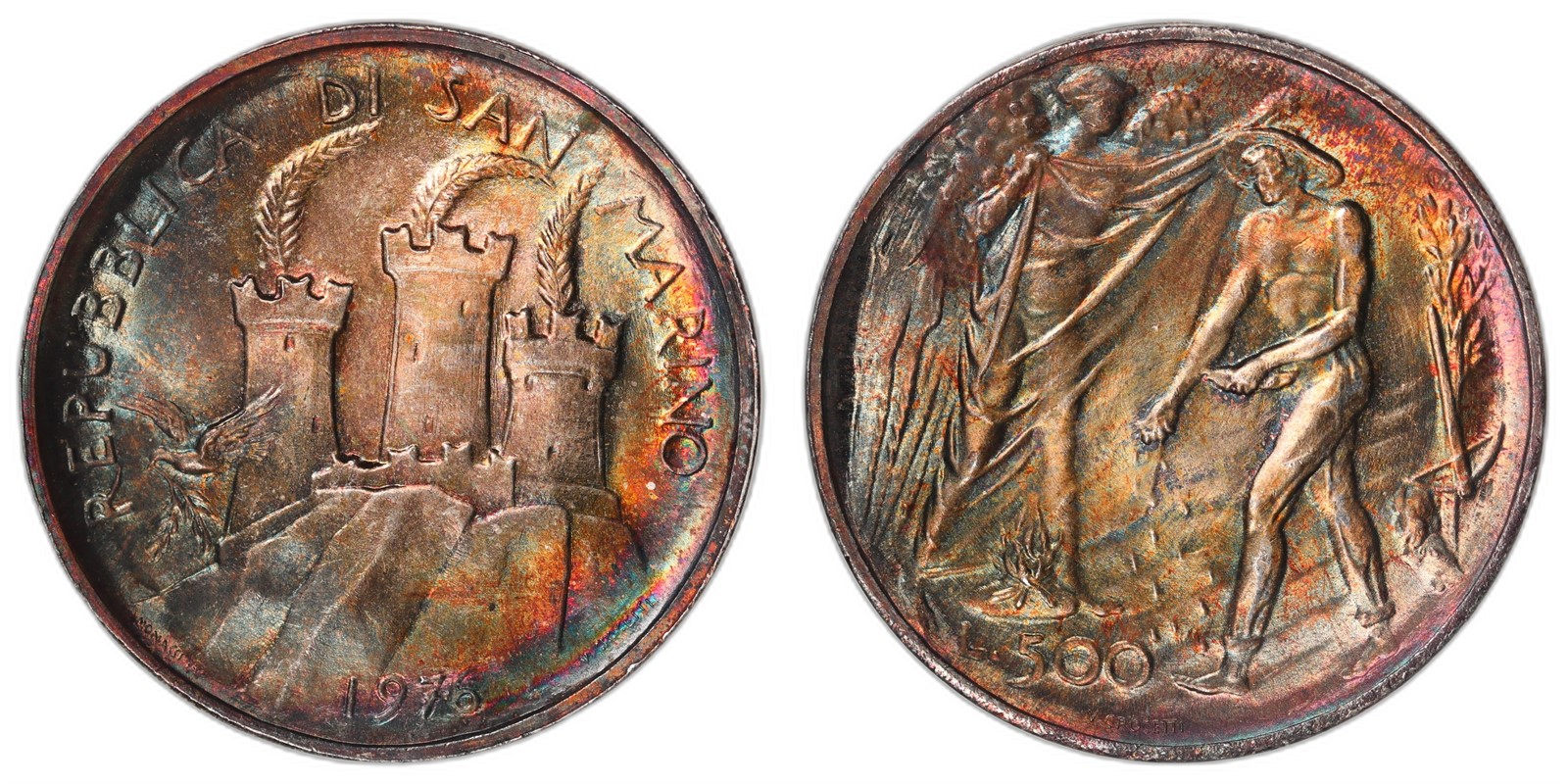 SAN MARINO. Republic. 500 Lire. 1976. UNC.