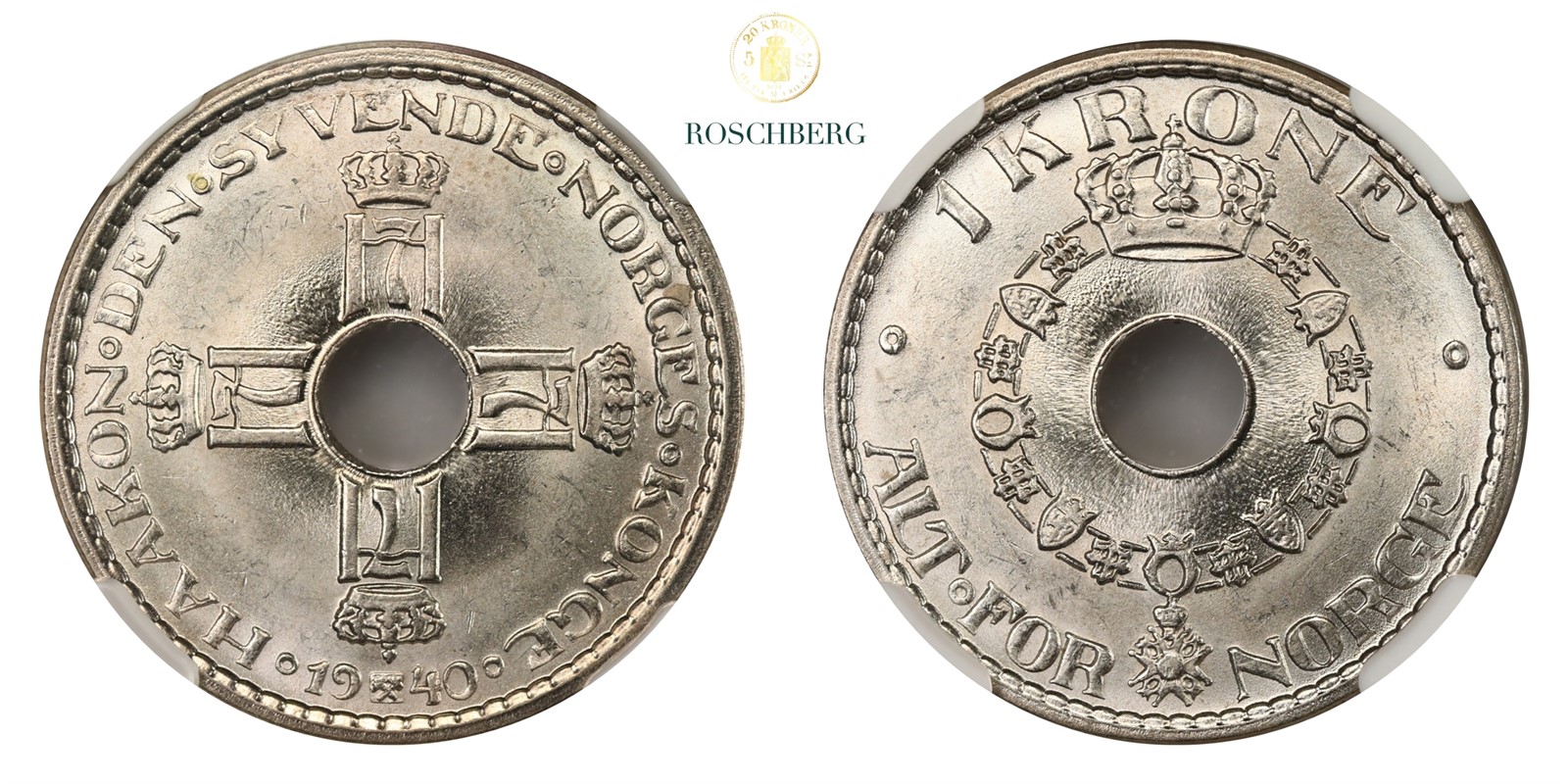 Norge 1 Krone 1940 NGC MS65