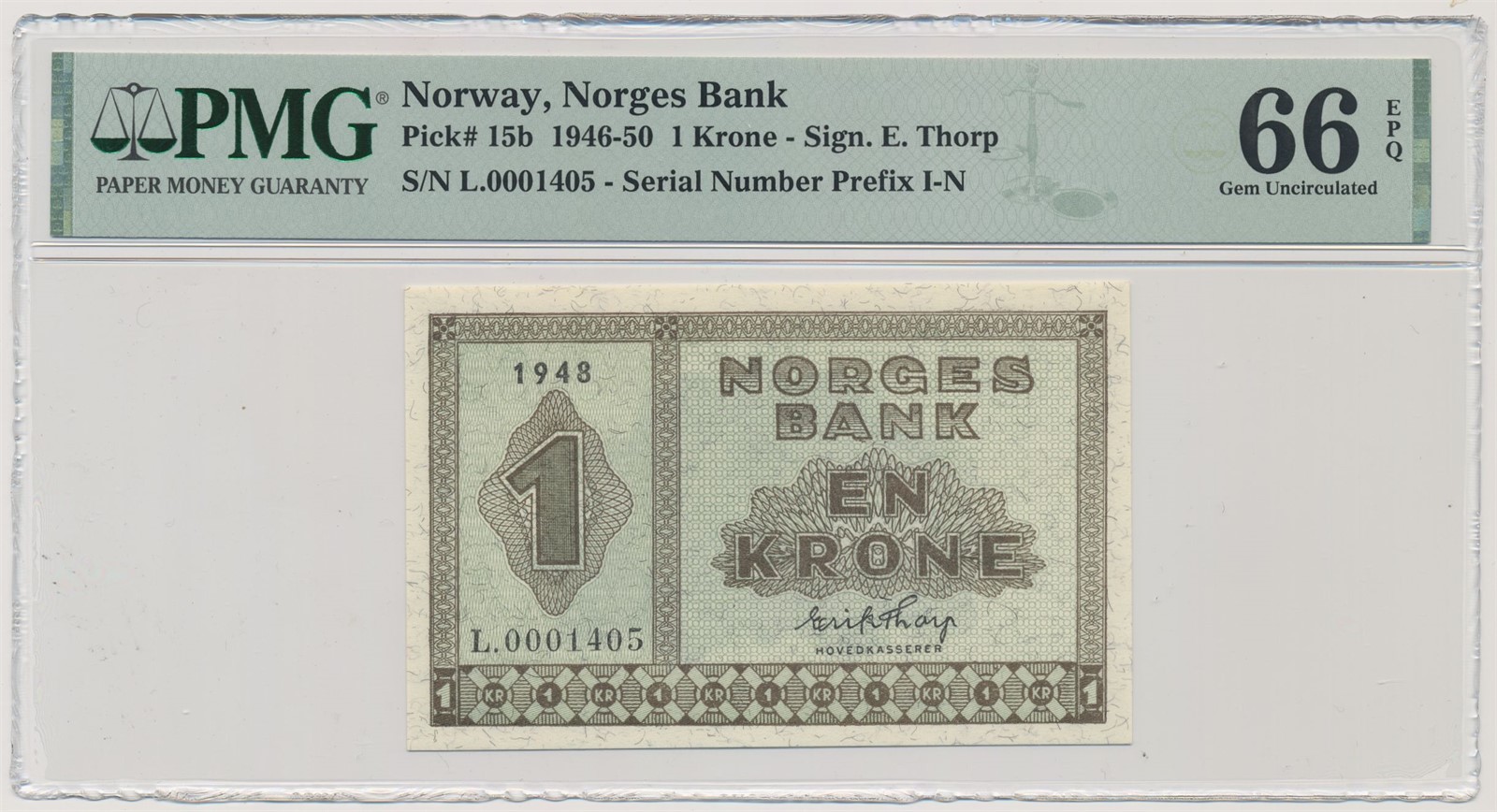 1 Krone 1948 L PMG 66 EPQ