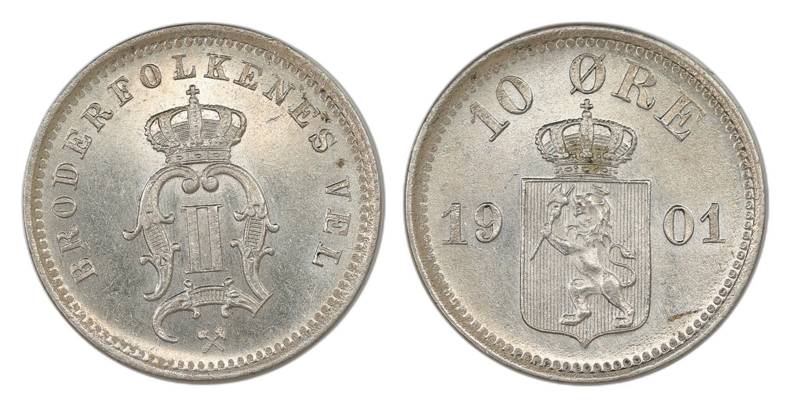 Norway. Oscar II. 10 Øre 1901. Kv 0.