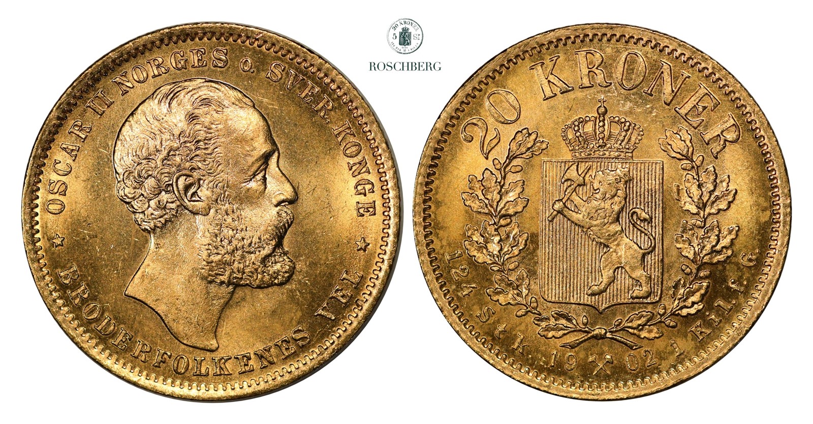 20 Kroner 1902 Kv 0/01(UNC)