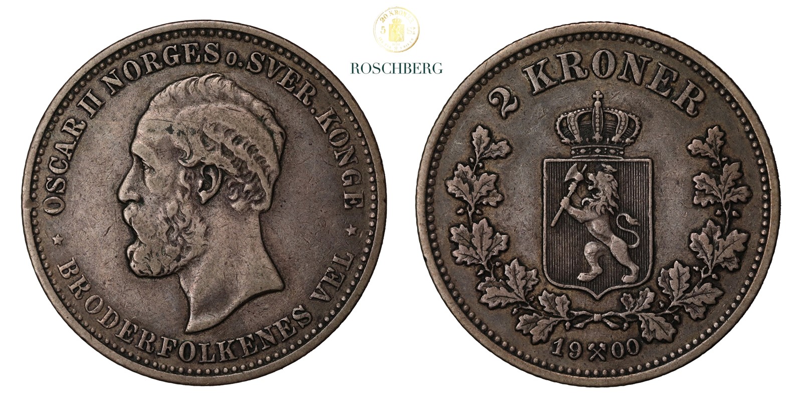 Norge 2 Kroner 1900 Kv 1/1+