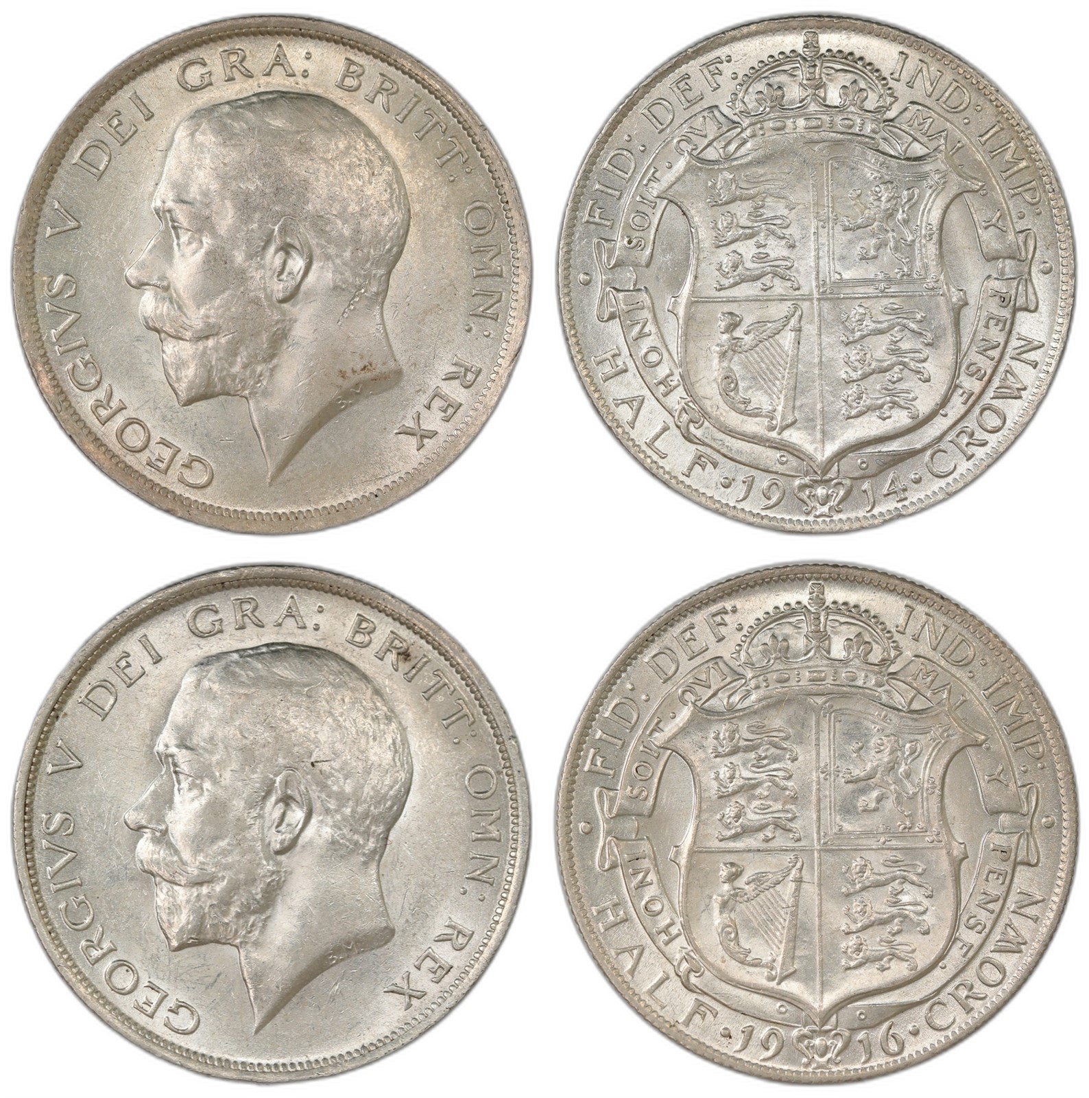 Great Britain. George V. Half Crown 1914 & 1916. Kv AU/UNC.
