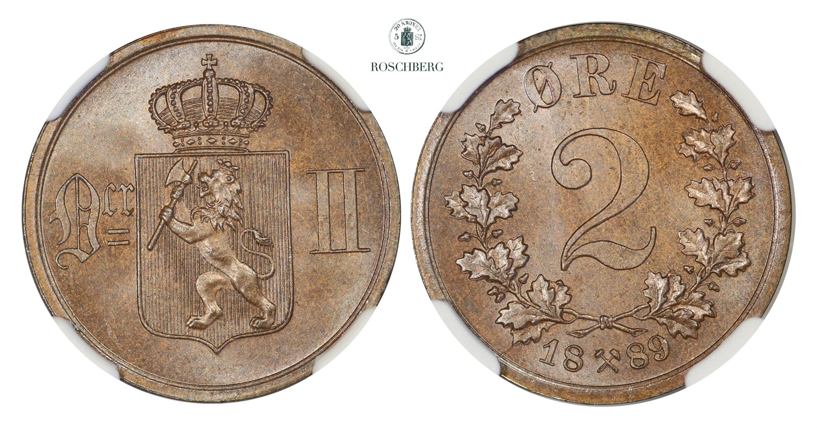 2 Øre 1889 NGC MS65BN