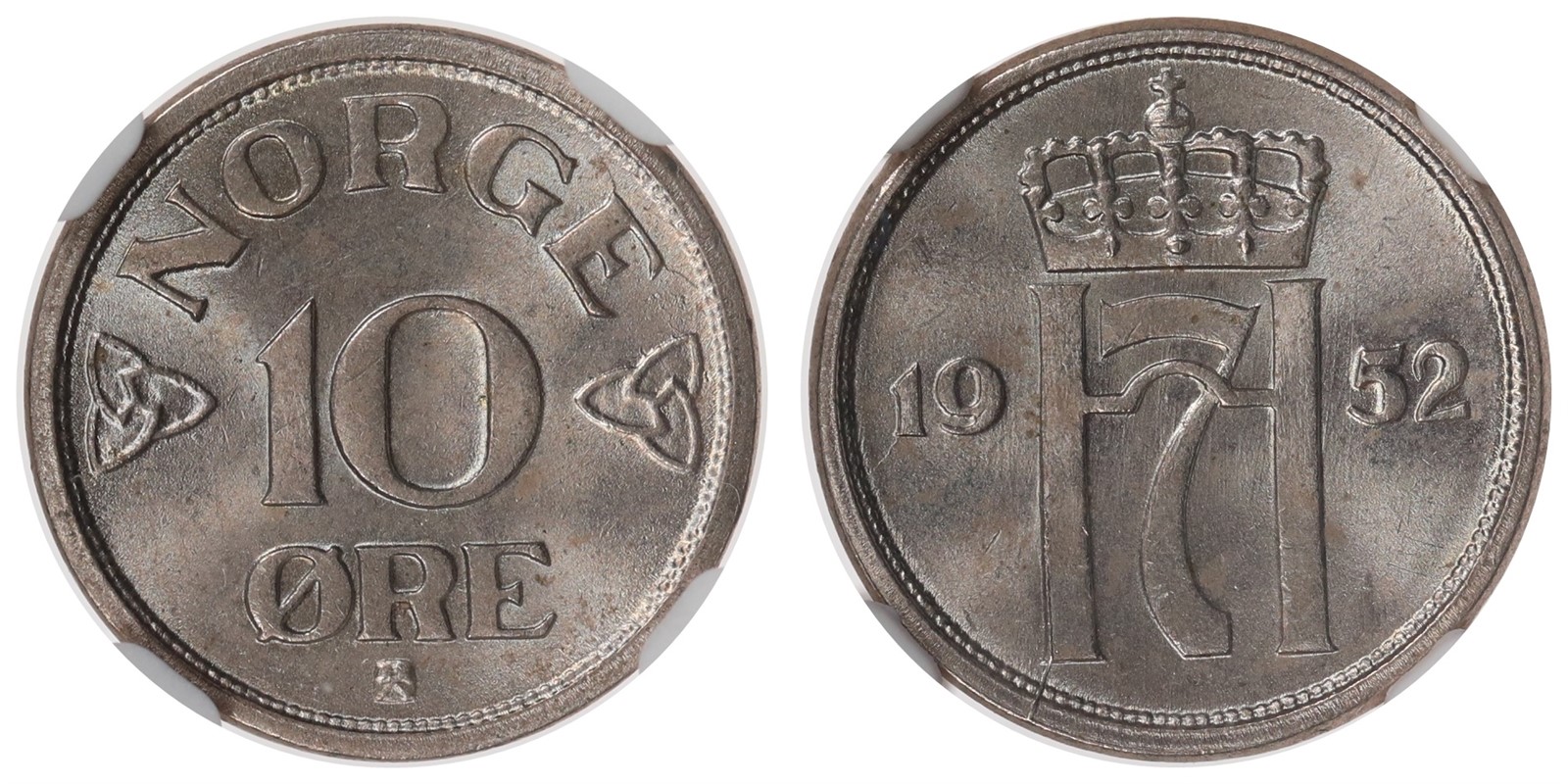 NORWAY. Haakon VII. 10 Øre. 1952. NGC MS64.