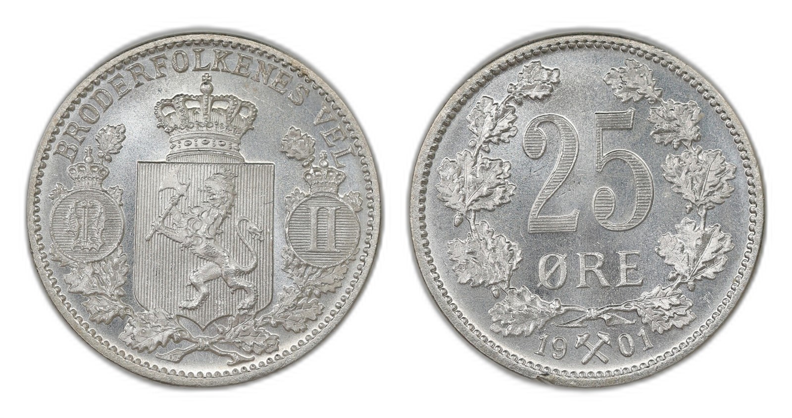 Norway. Oscar II. 25 Øre 1901. Kv PRAKTEX.