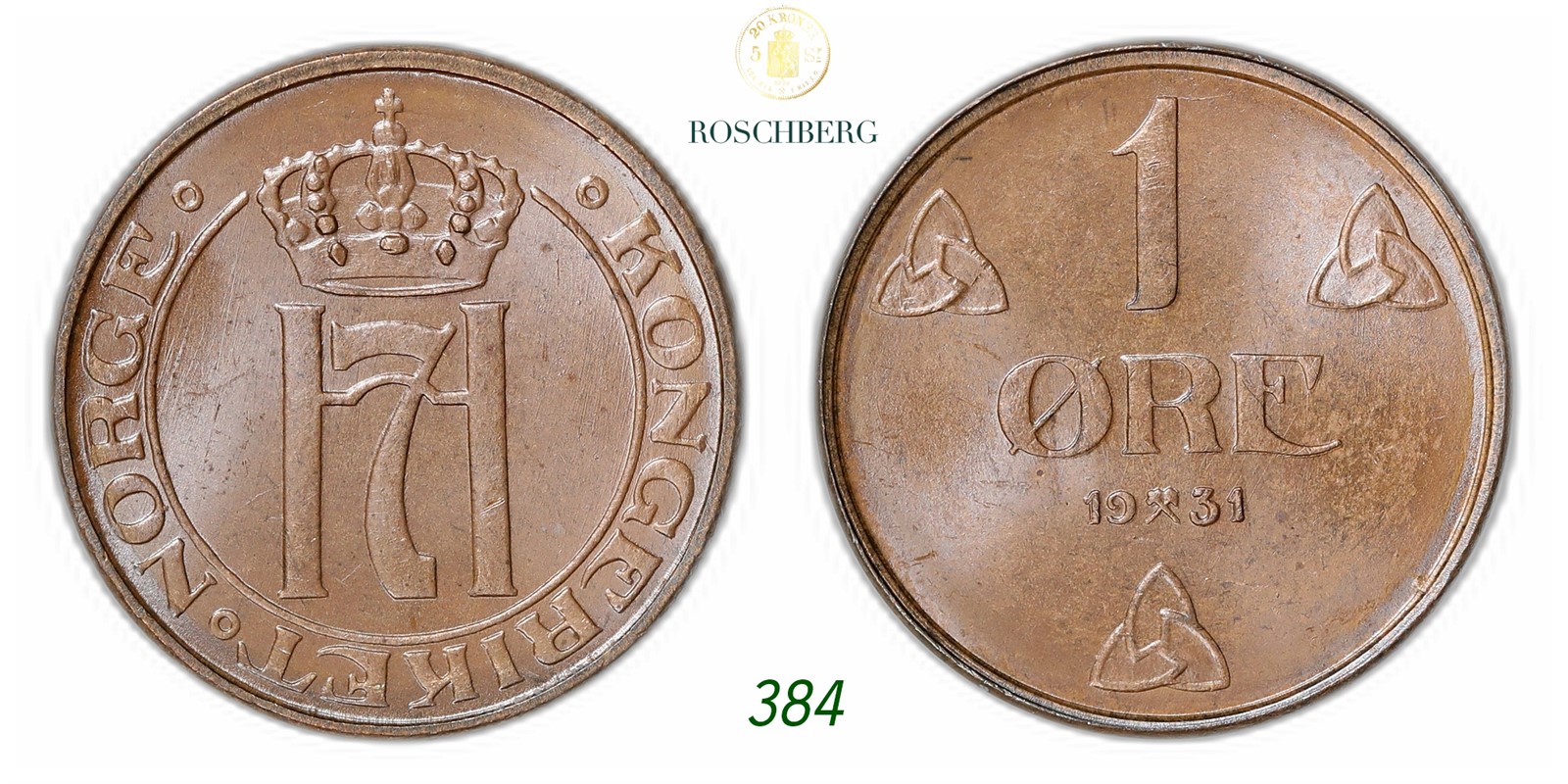 NORWAY. Haakon VII. 1 Øre 1931.