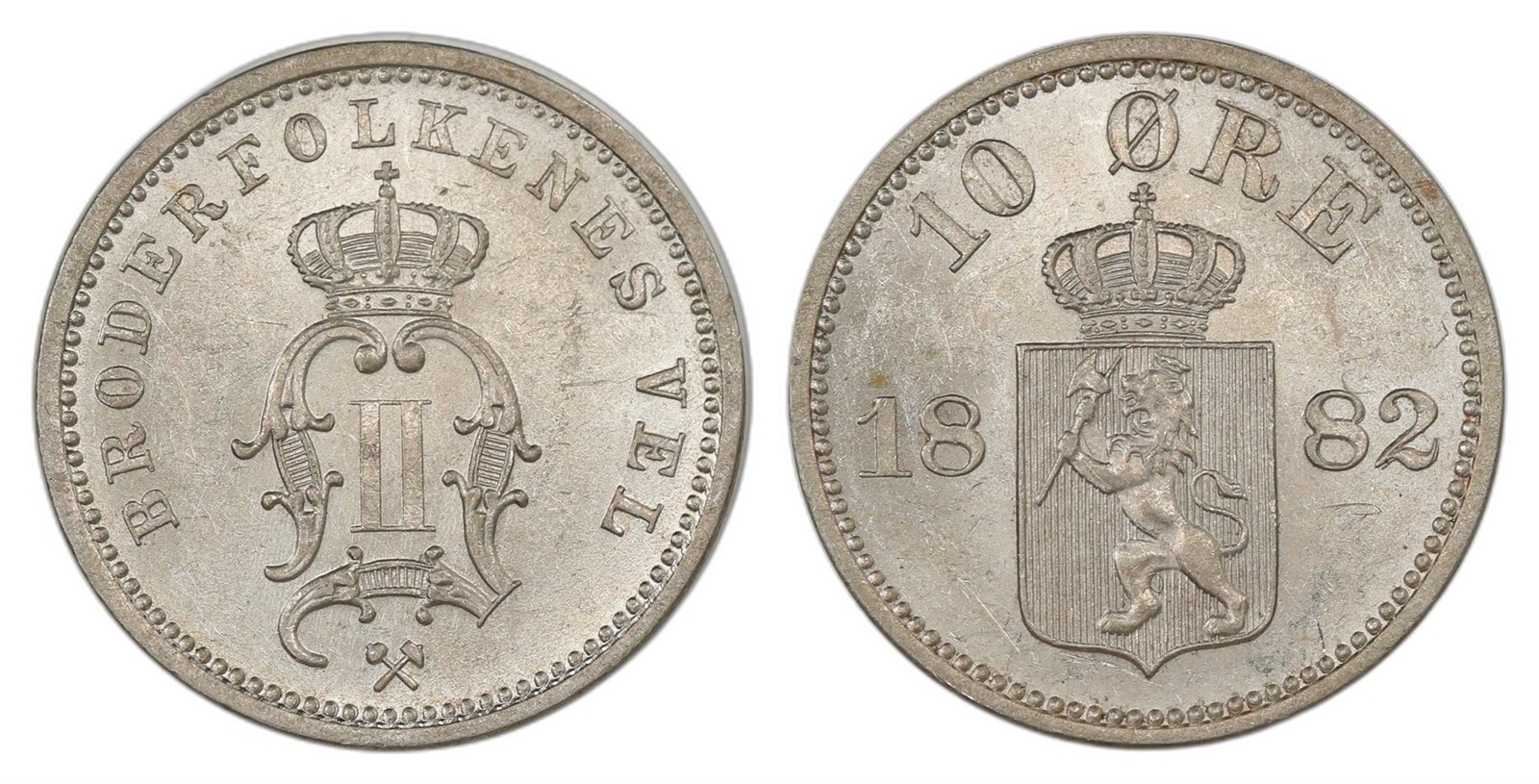Norway. Oscar II. 10 Øre 1882. Kv 0/01.