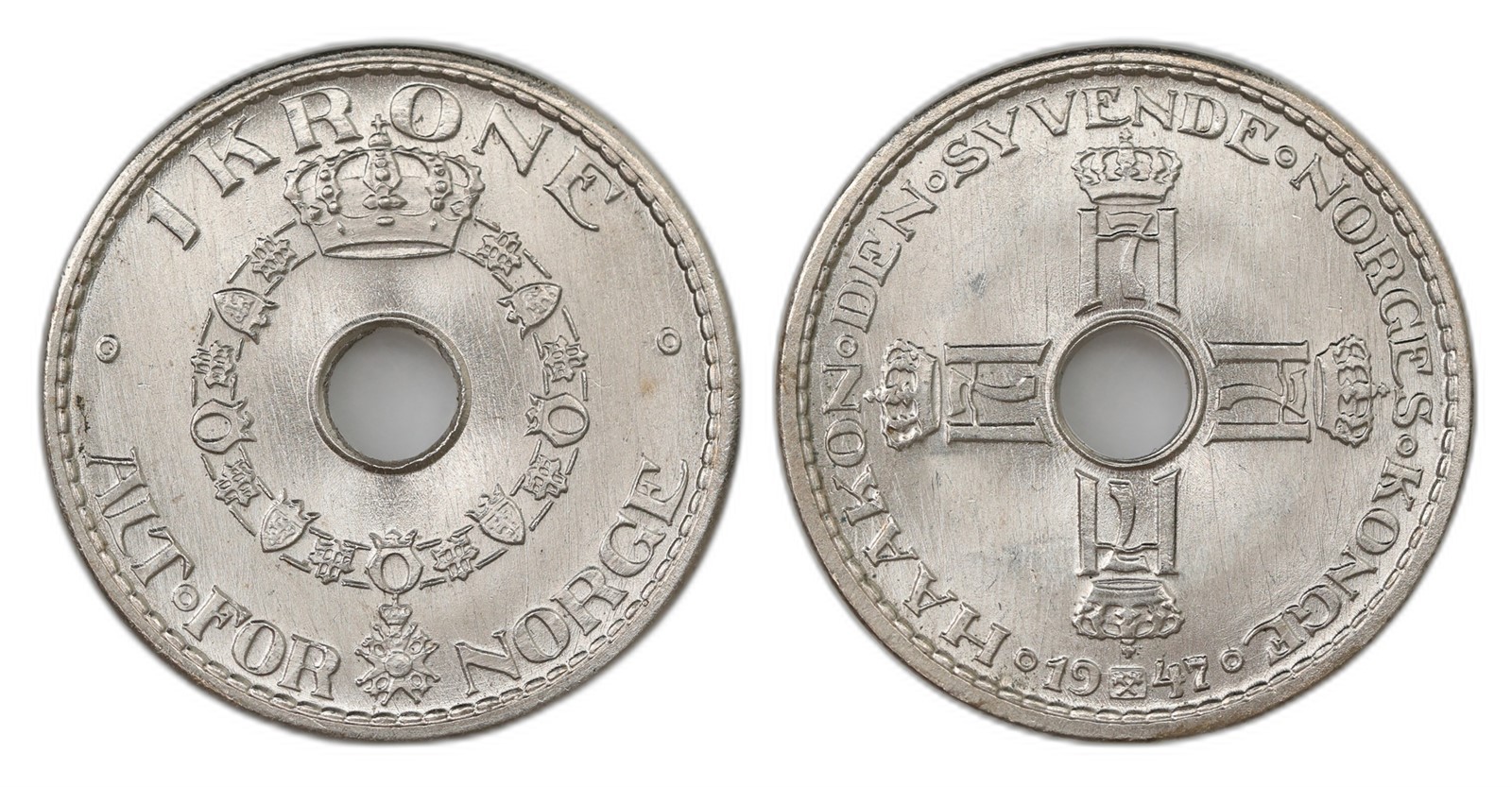 Norway. Haakon VII. 1 Krone 1947. Kv 0.