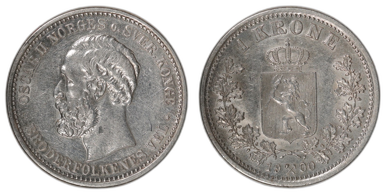 NORWAY. Oscar II. 1 Krone 1900. Kv 0/01 (UNC).