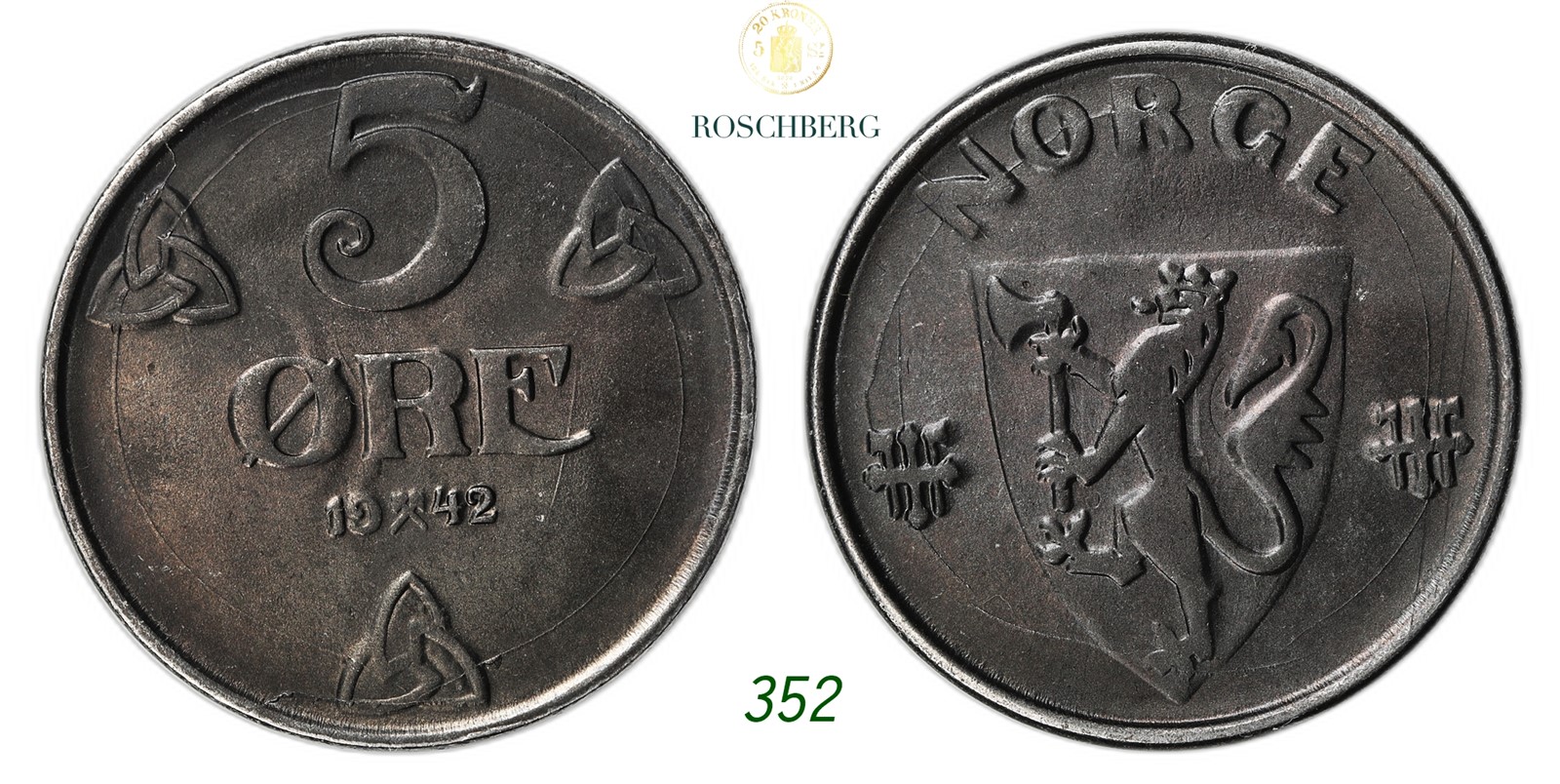 NORWAY. Occupation. 5 Øre 1942.
