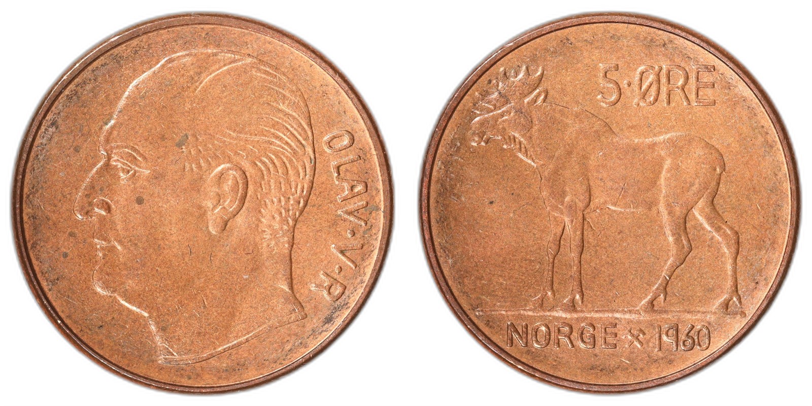 NORWAY. Harald V. 5 Øre. 1960. Kv 0 (UNC).