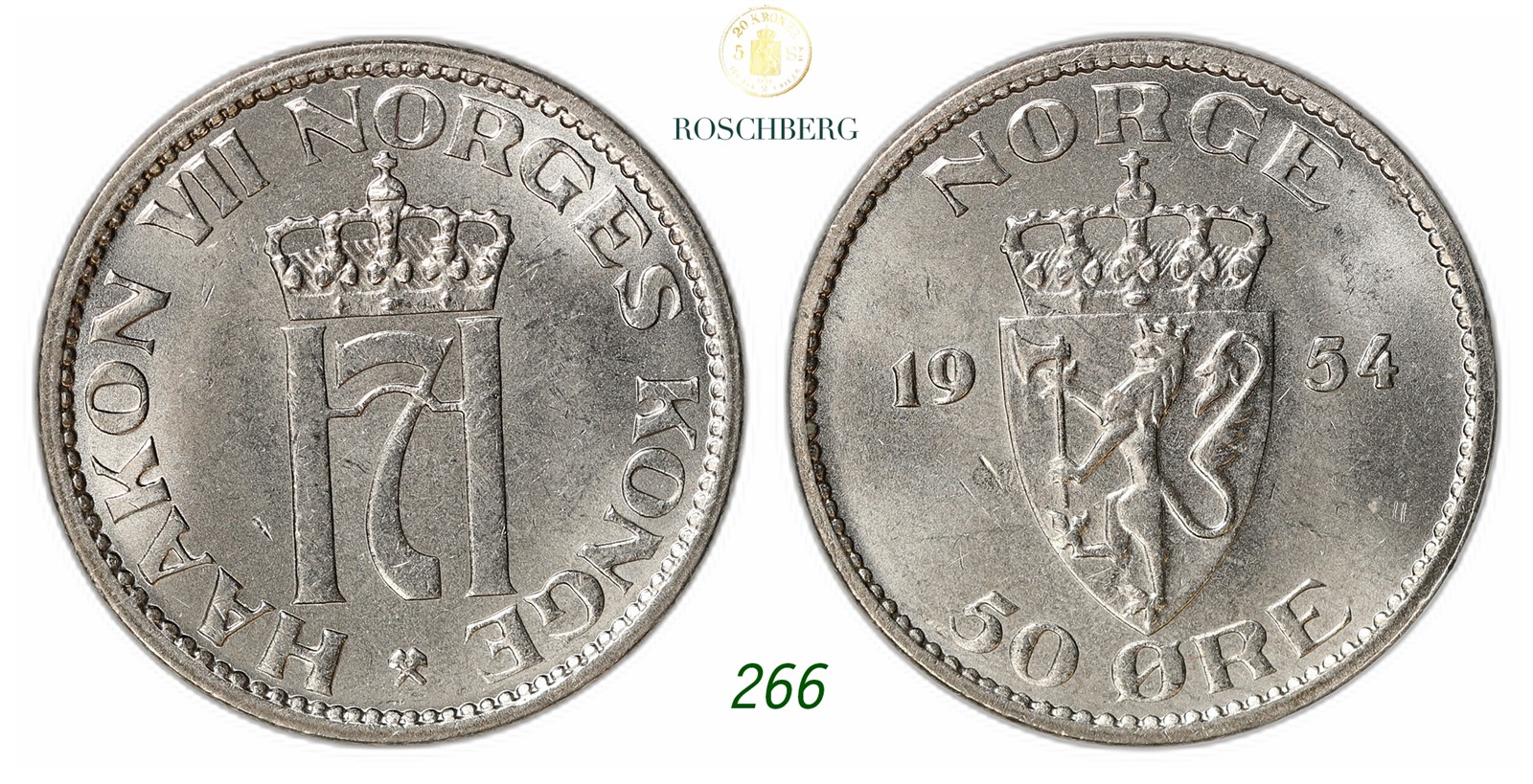 NORWAY. Haakon VII. 50 Øre 1954.