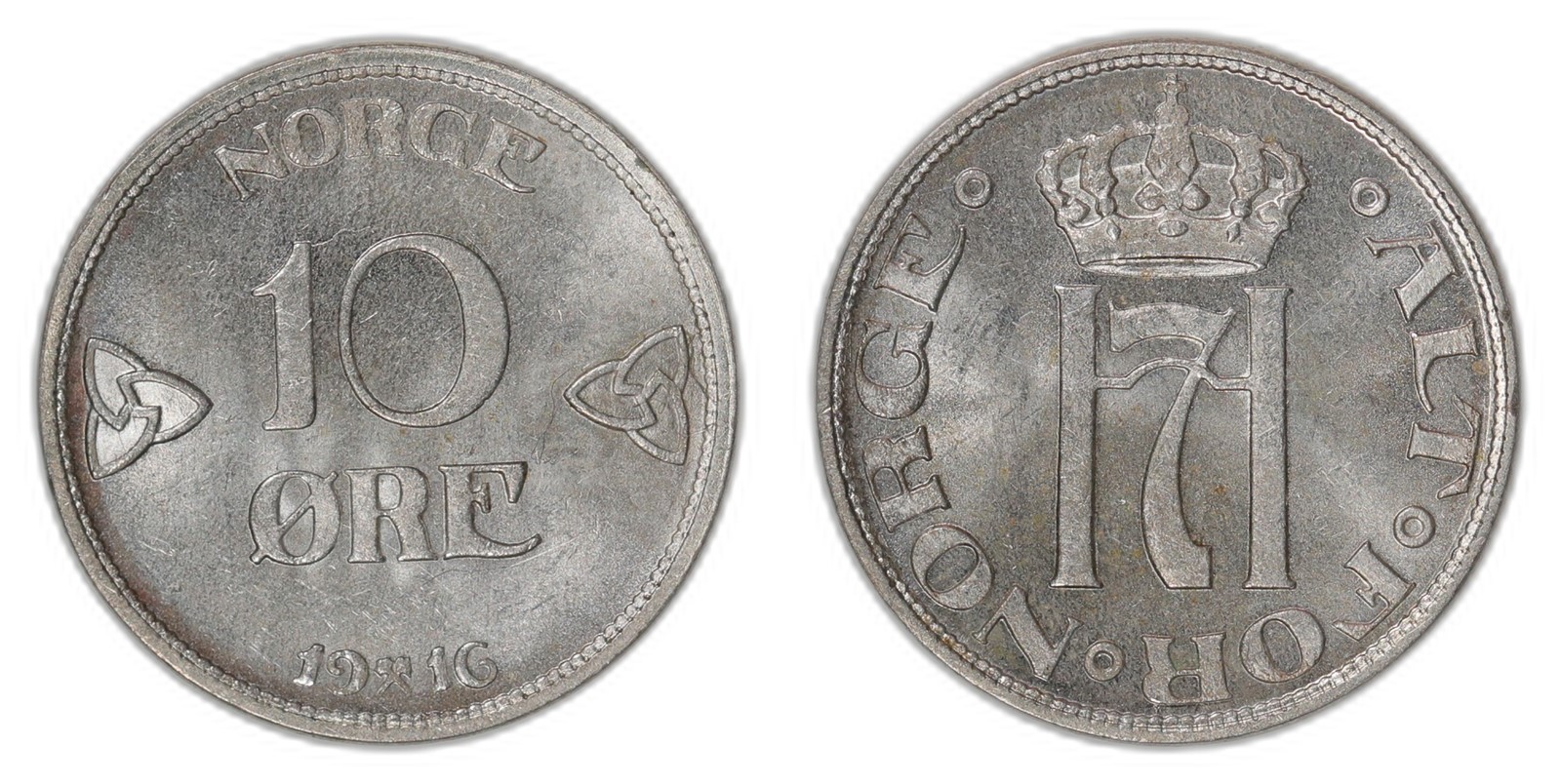 NORWAY. Haakon VII. 10 Øre 1916. Kv 0 (UNC).