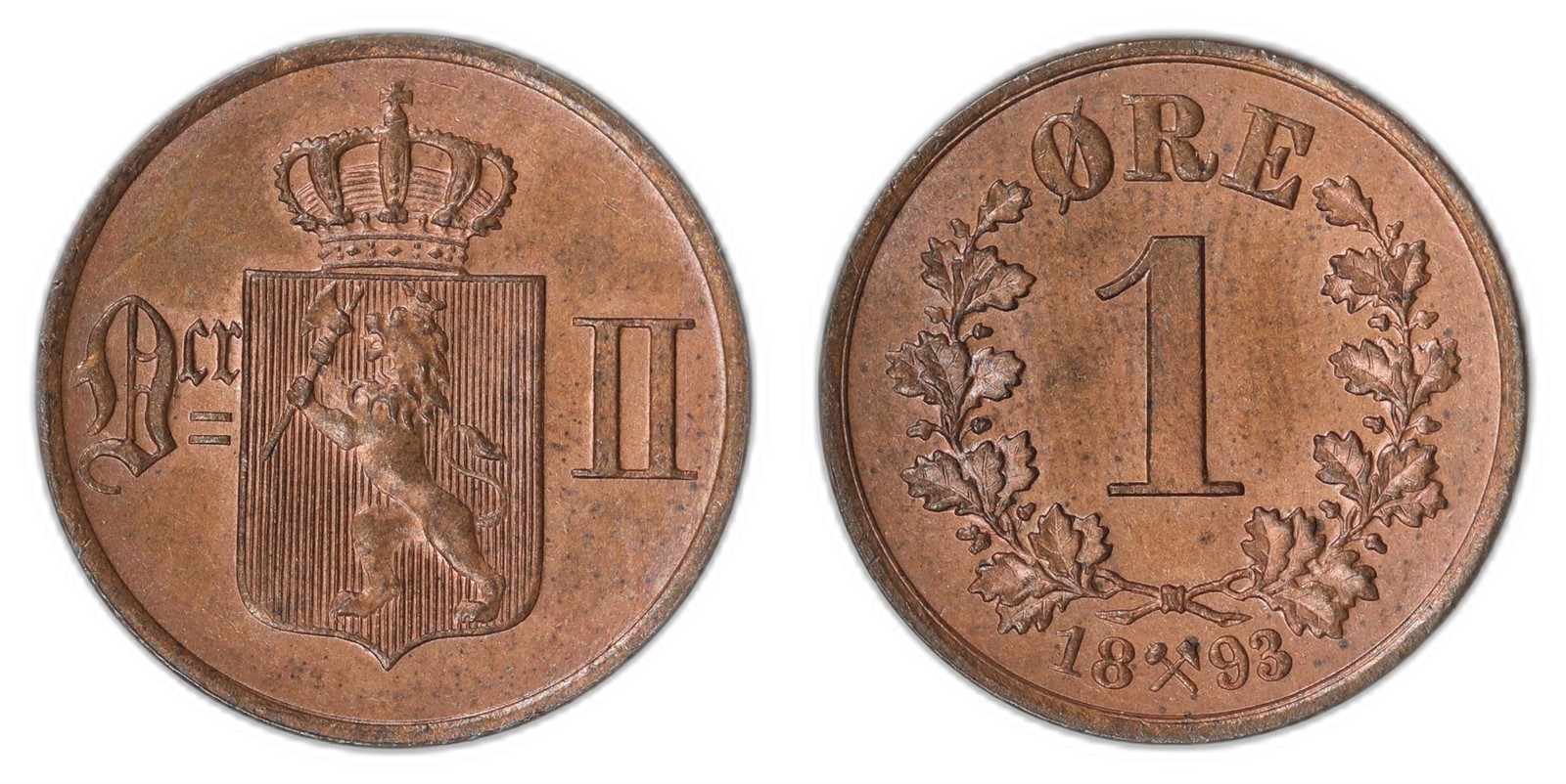 NORWAY. Oscar II. 1 Øre 1893. Kv 0 (UNC).