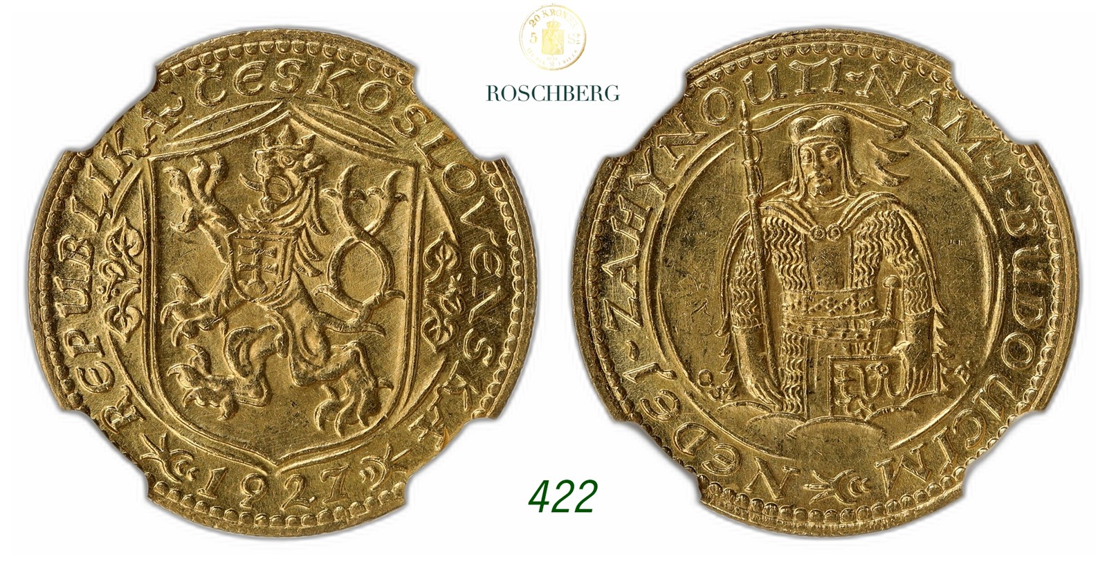 CZECHOSLOVAKIA. Republic. Ducat Gold 1927.