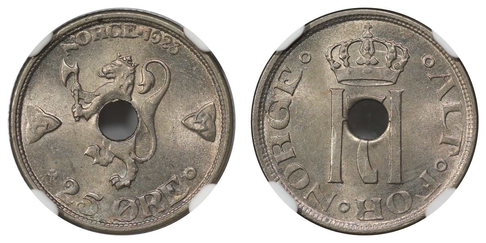 25 Øre 1923 Med Hull NGC MS64 *