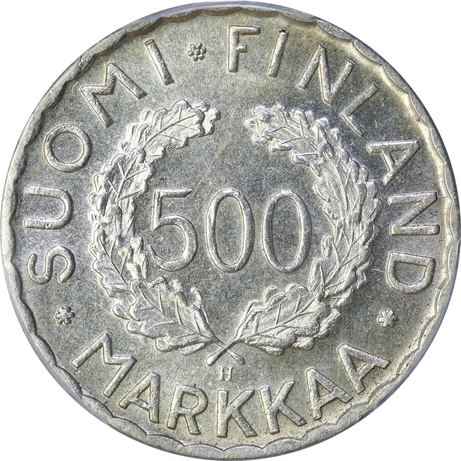 FINLAND. 500 Markaa 1951-H PCGS MS62.