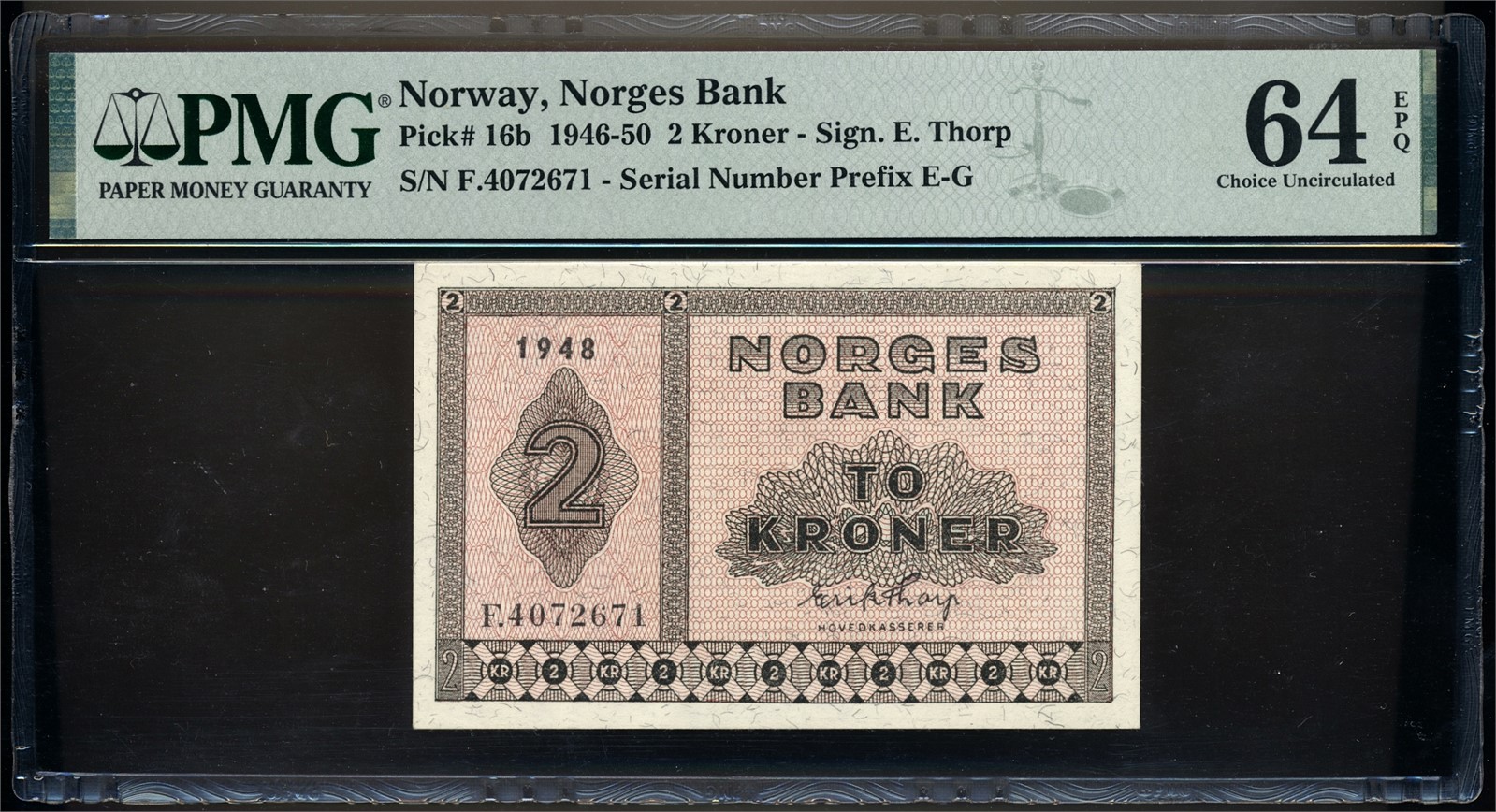 2 Kroner 1948 F4072671 PMG 64 EPQ