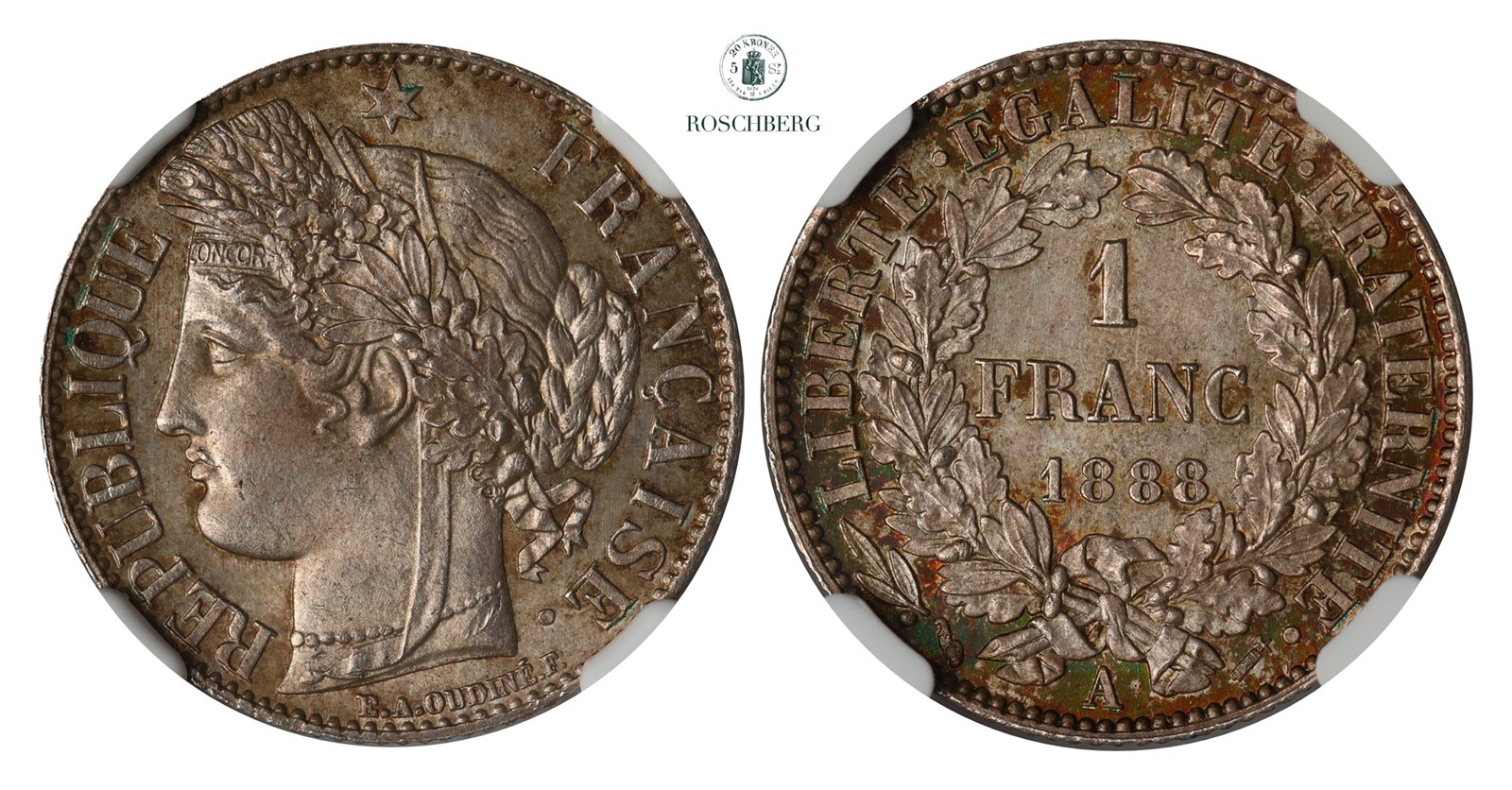 FRANCE. 1 Franc 1888-A NGC MS65