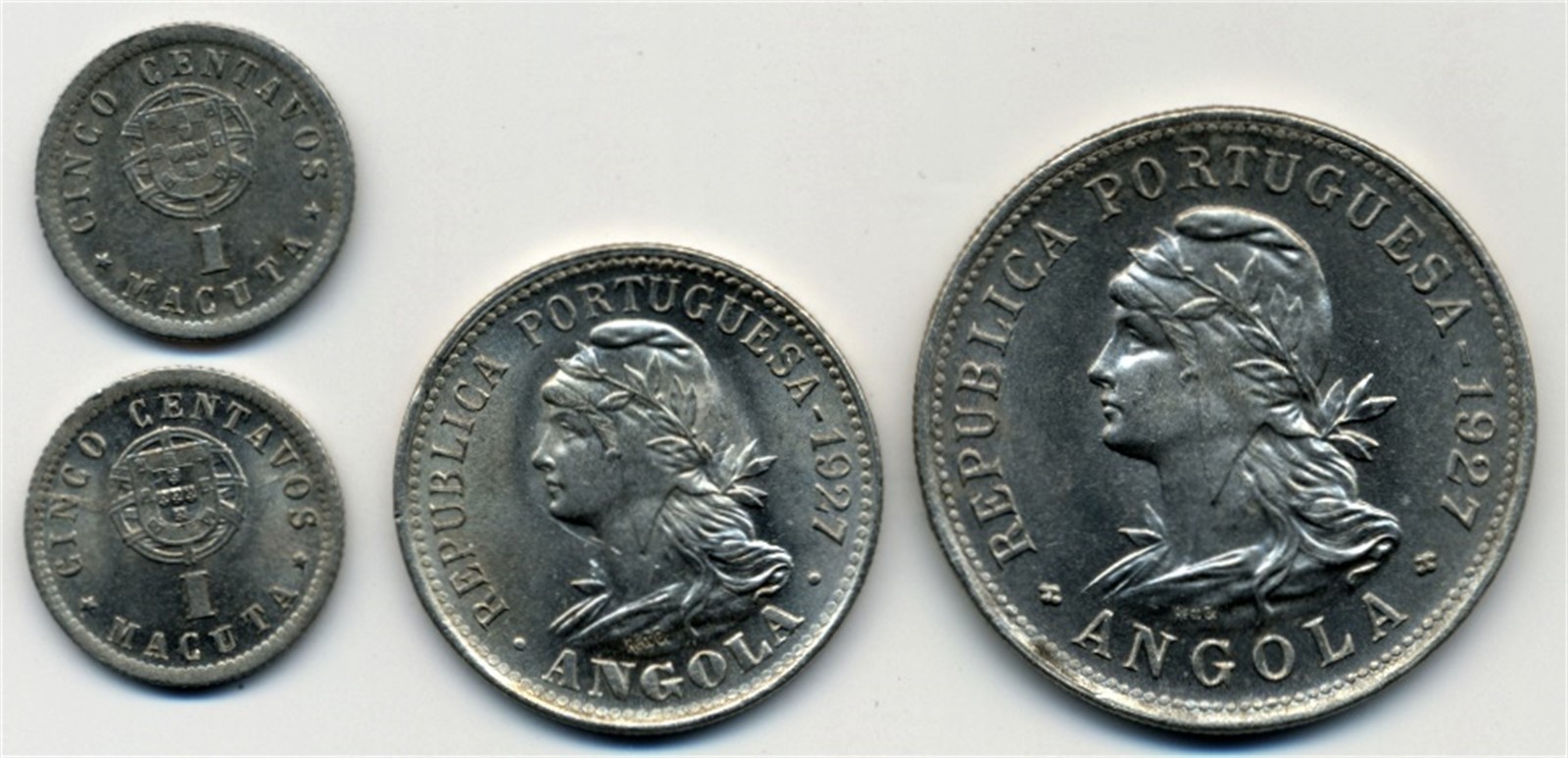 ANGOLA. 4 Coins 1927 UNC