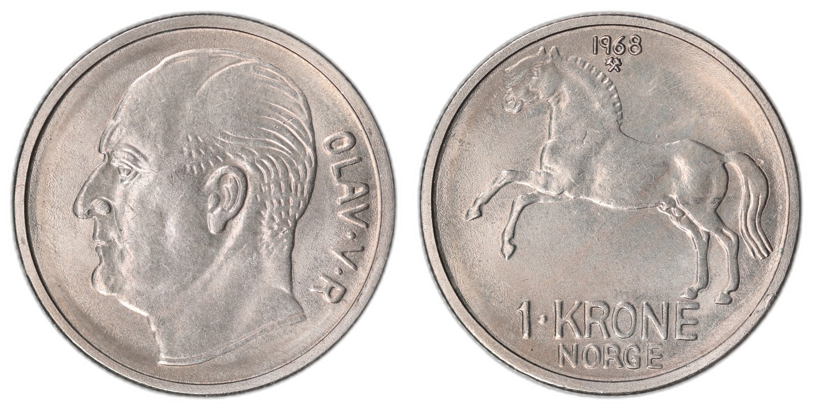 NORWAY. Olav V. 1 Krone. 1968. Kv 0 (UNC).