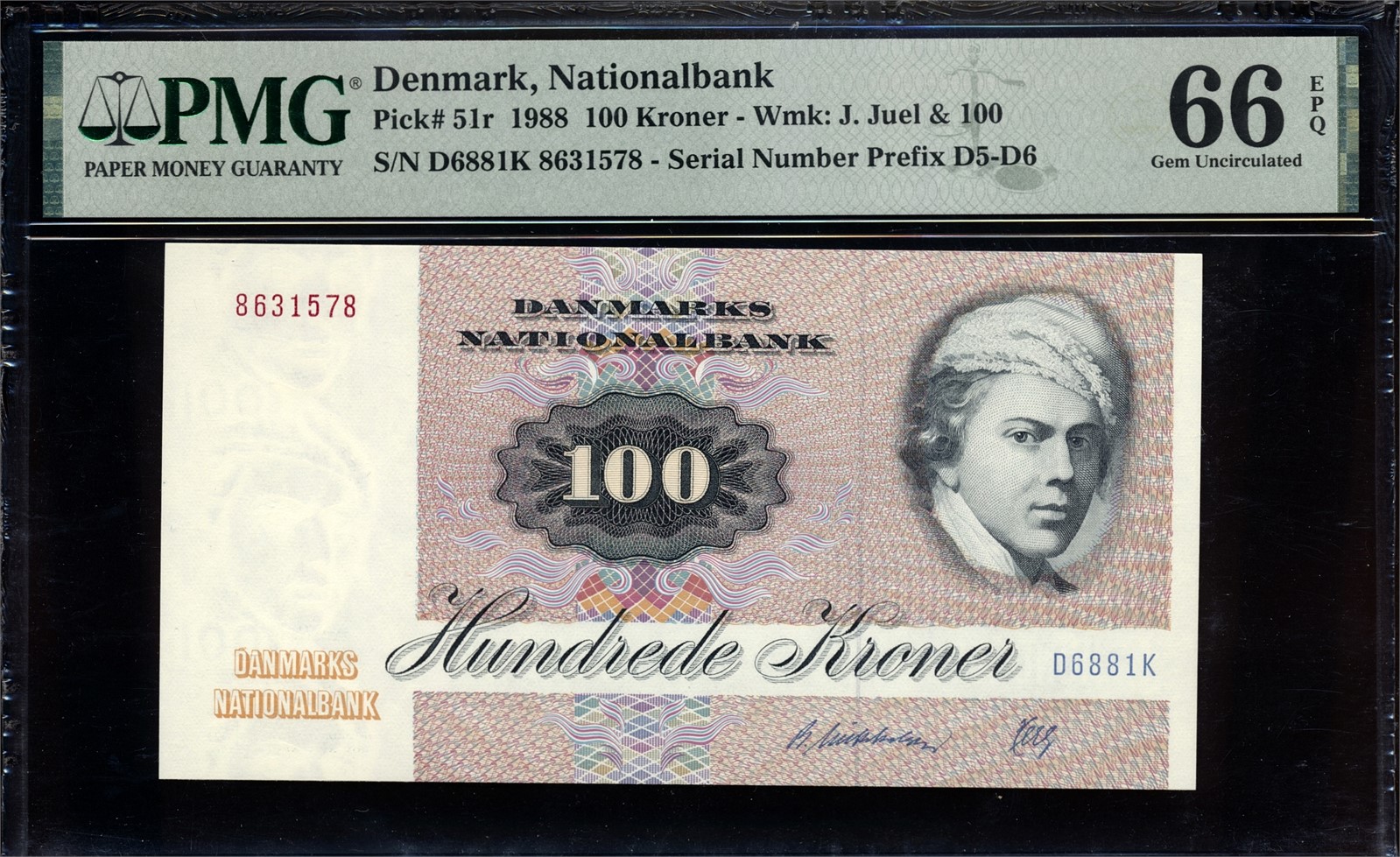 DENMARK. 100 Kroner 1988 8631578 PMG 66EPQ