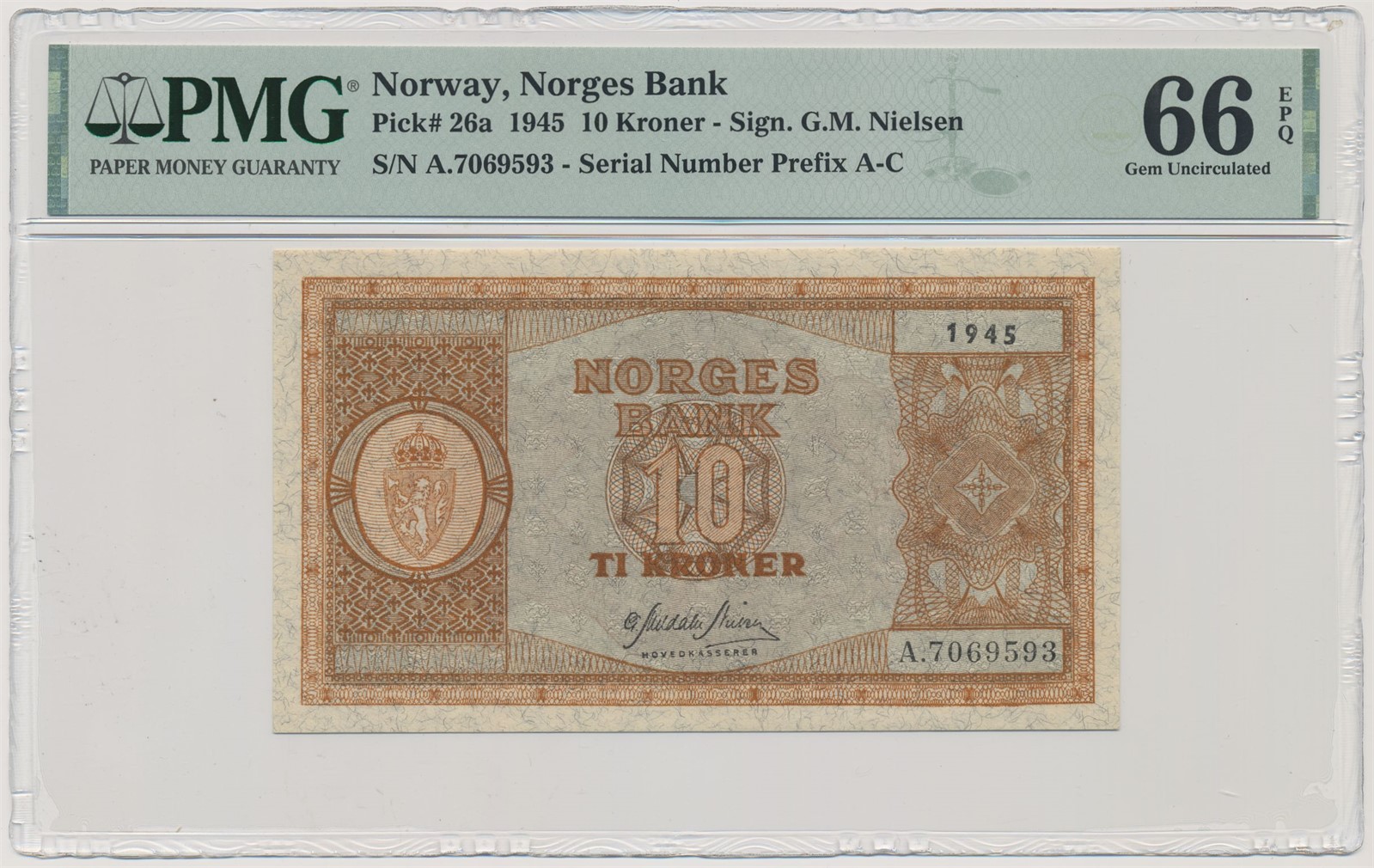 10 Kroner 1945 A PMG 66 EPQ