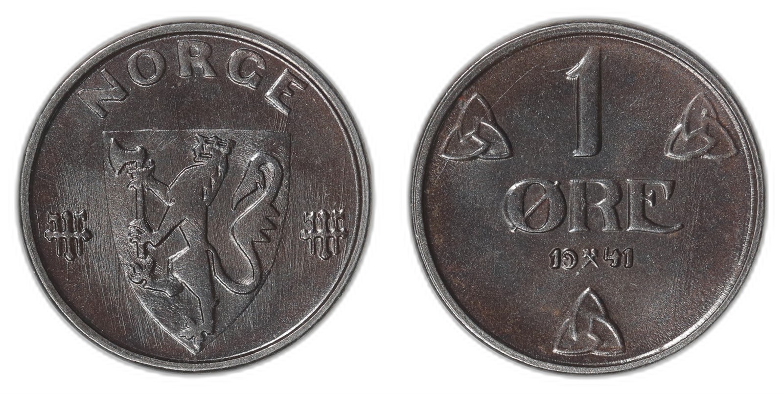 NORWAY. Haakon VII. 1 Øre. 1941. PRAKTEX.
