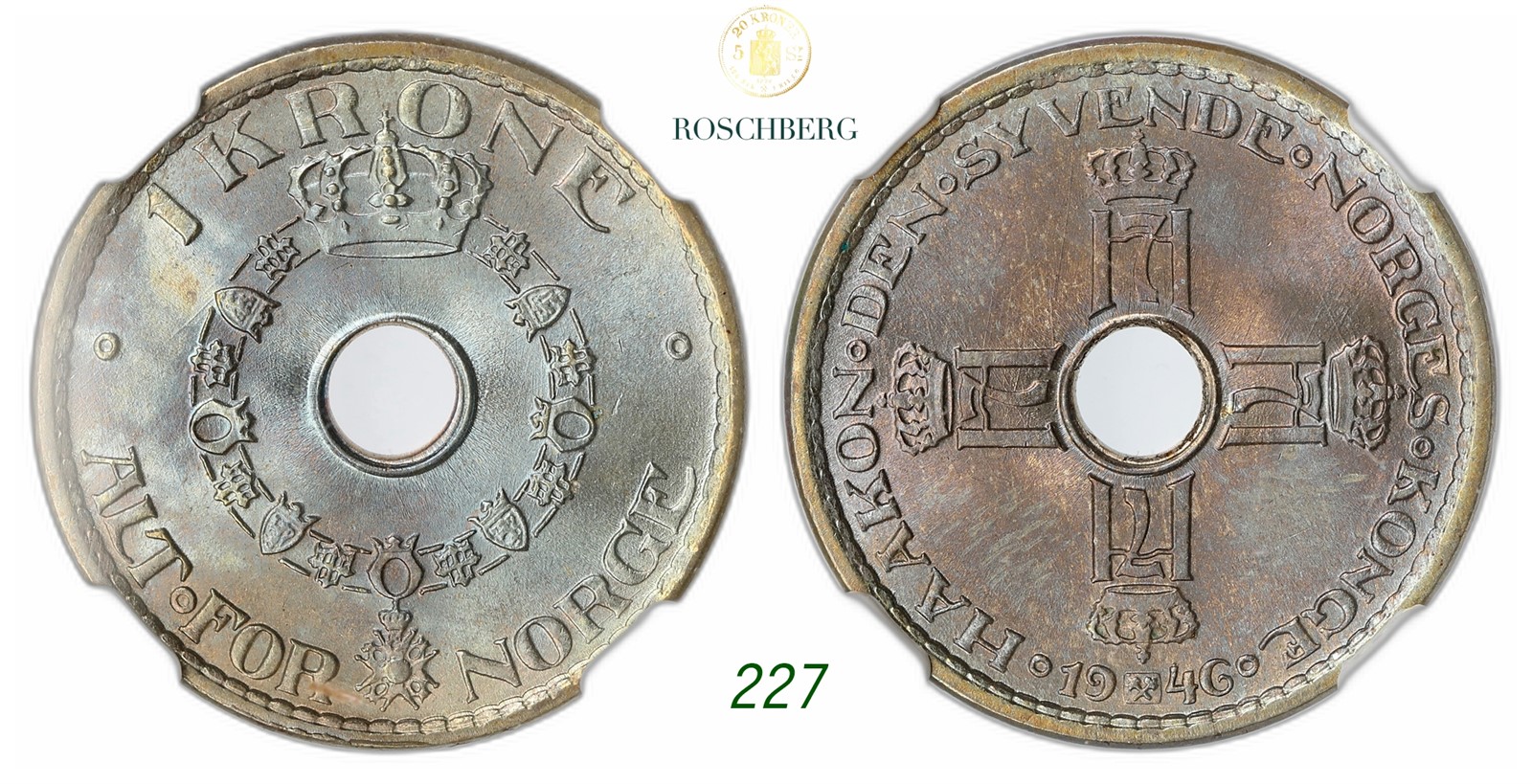 NORWAY. Haakon VII. 1 Krone 1946.