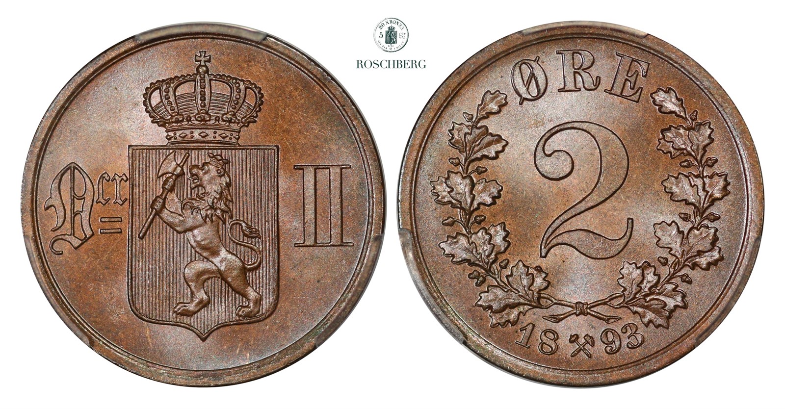 2 Øre 1893 PCGS MS66BN