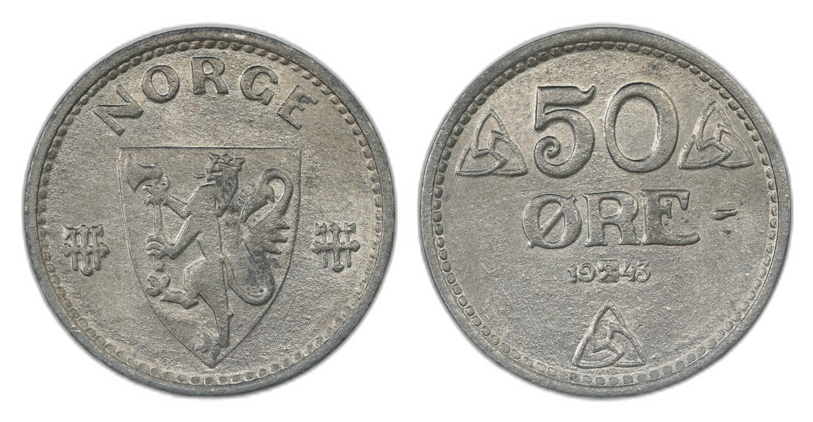 Norway. Occupation. 50 Øre 1943. Kv 0.
