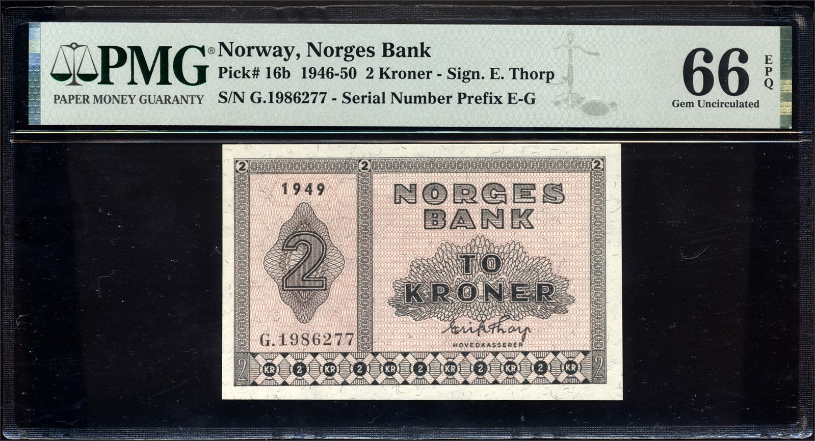 2 Kroner 1949 G1986277 PMG 66EPQ