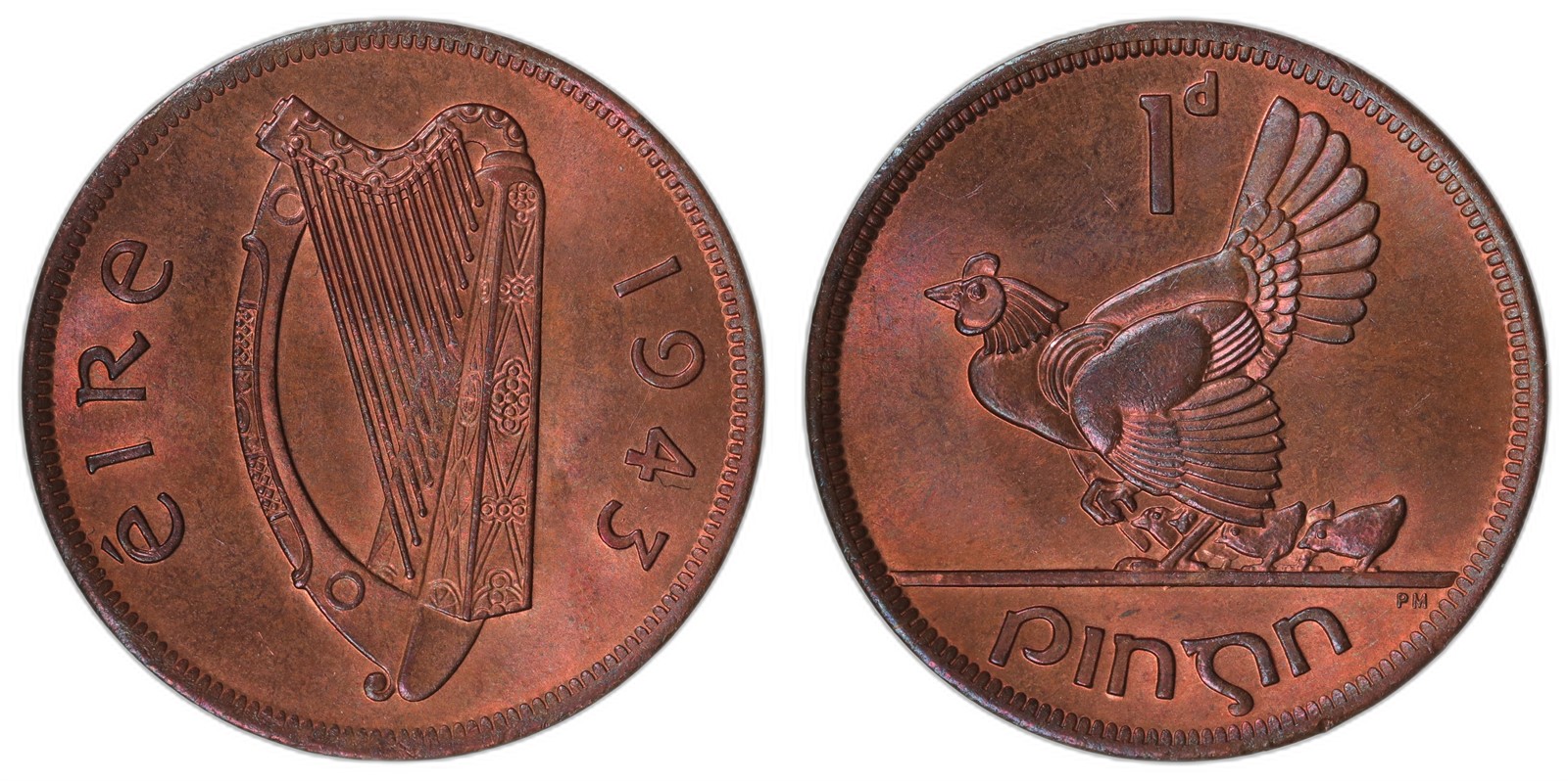 IRELAND. Republic. 1 Penny. 1943. UNC.
